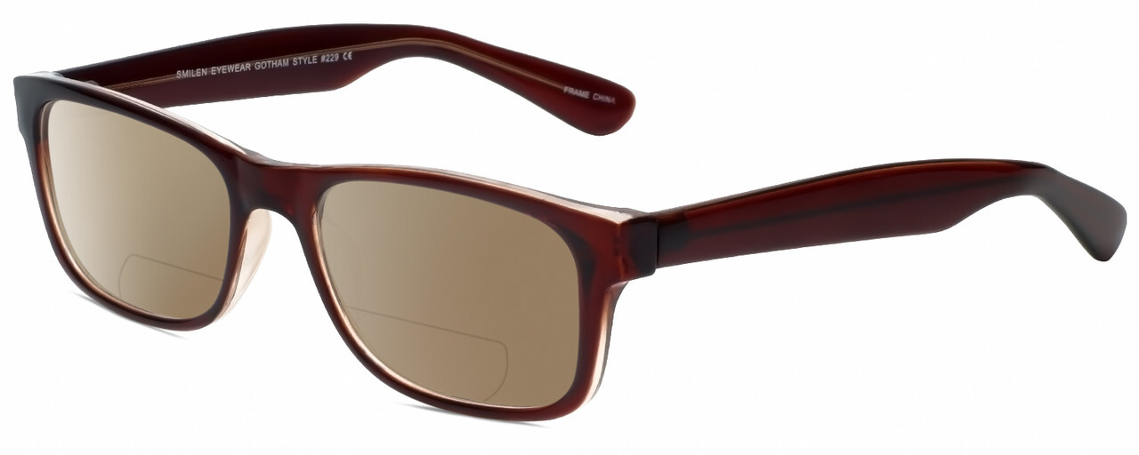 Gotham Style 229 Men Designer Polarized BIFOCAL Reading Sunglasses in Brown 60mm