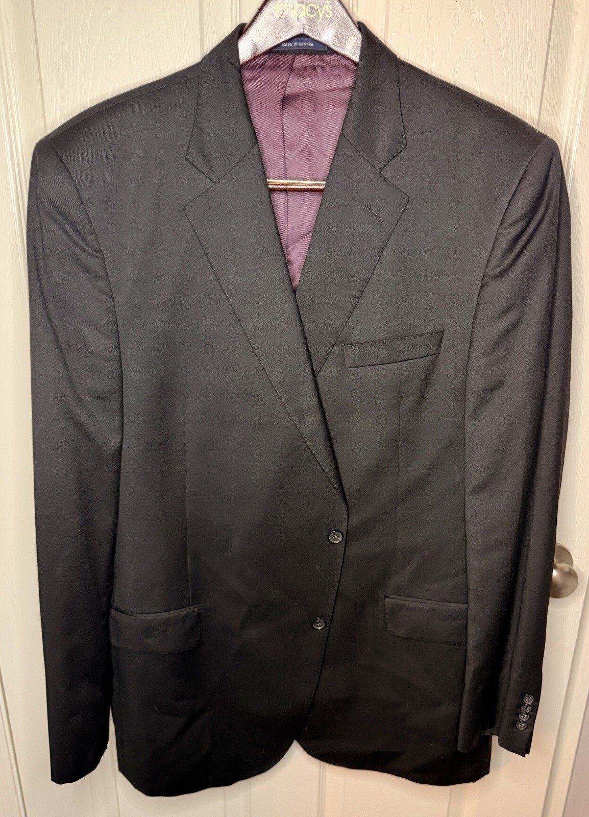 Daniel Cremieux Collection Loro Piana Black Wool Twill Blazer 48L Purple Lined