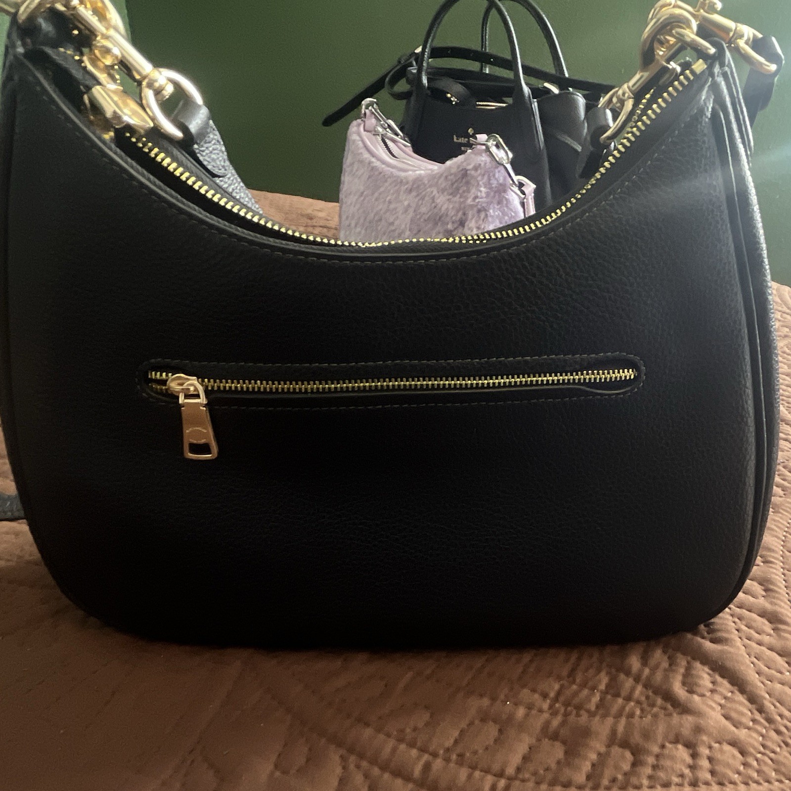 Coach Teri Black Pebbled Leather Hobo Shoulder Bag