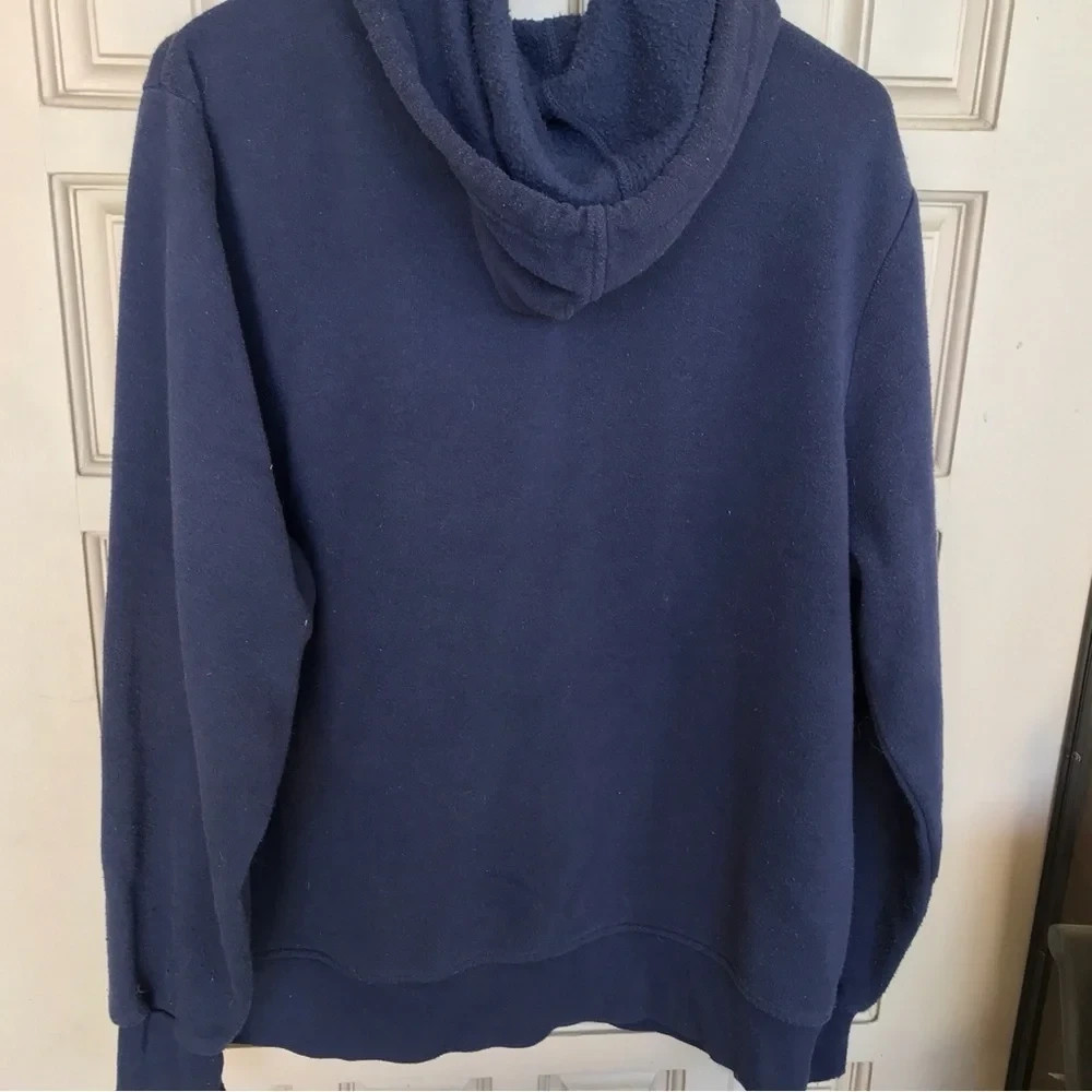 Good Vibes Hoody Kangaroo Pocket Navy SzL Drawstring Pullover Banded Cuffs/Hem