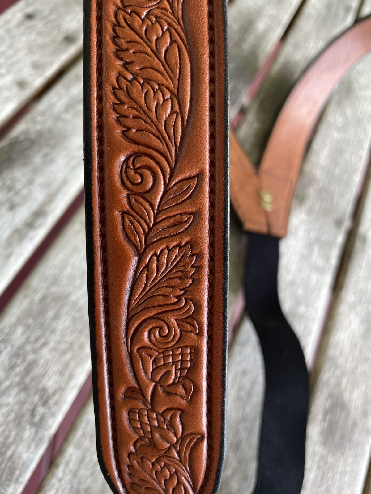 Men’s Amish Made Leather SUSPENDERS, XL Acorn Oak Leaf Chestnut Brown Adjustable