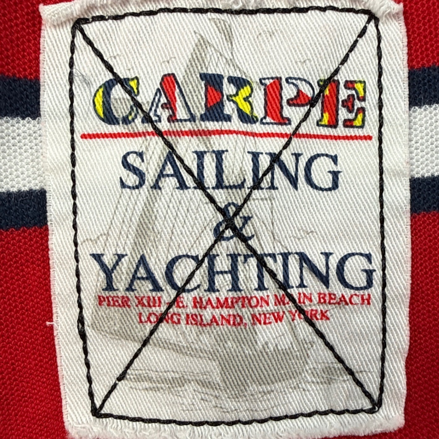 Carpe Mens Pier XIII Sailing Yachting Striped Polo Shirt Red White Blue Medium