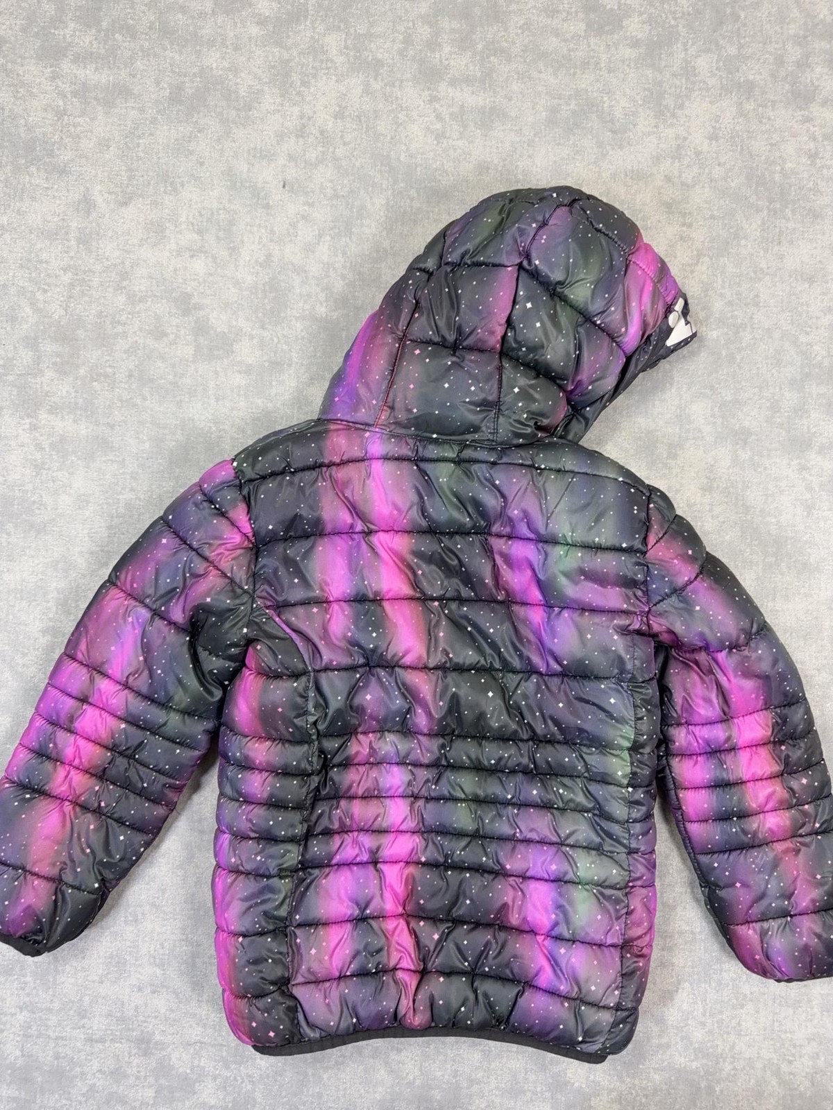 Nike Jacket Girls 6X 6-7 Yrs Multicolor Galaxy Hooded Fleece Puffer Coat