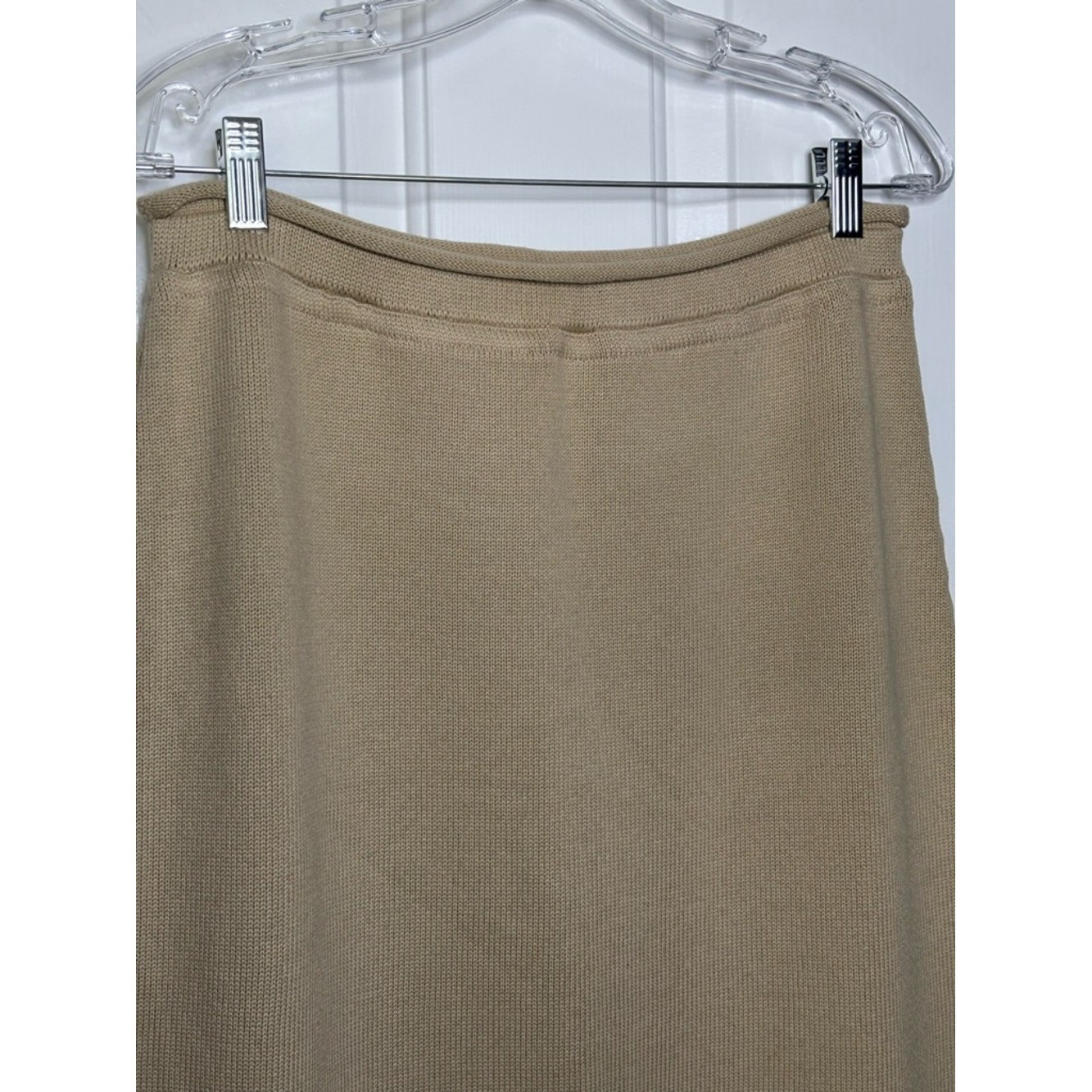EUC The Row Calista Neutral Tan Knit A-Line Skirt Pull On Size M