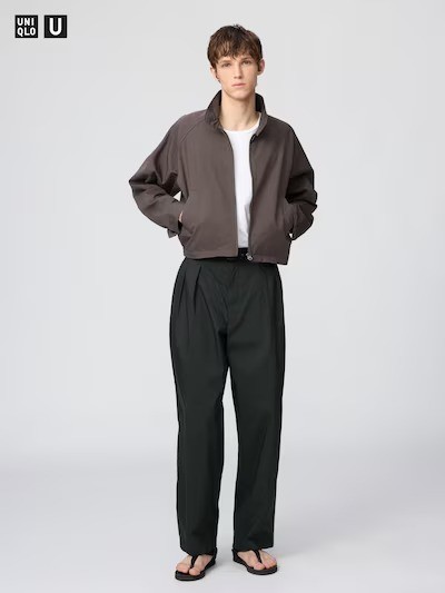 UNIQLO U Cotton Blend Short Blouson Natural Dark Brown Purple Women 484032 NWT