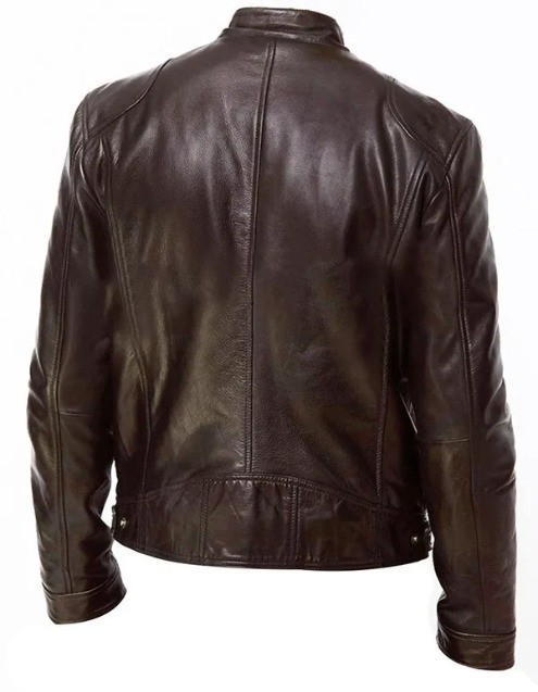 Men’s Handmade Cafe Racer Biker Genuine Sheepskin Leather Motercycle Jacket