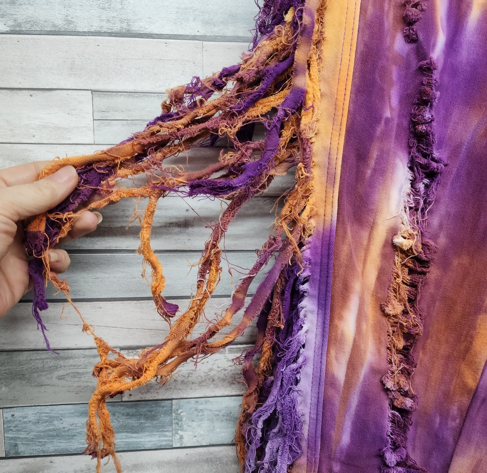 Purple Candy Jeans Womens Large High Rise Distressed Fringe Jeans Festival