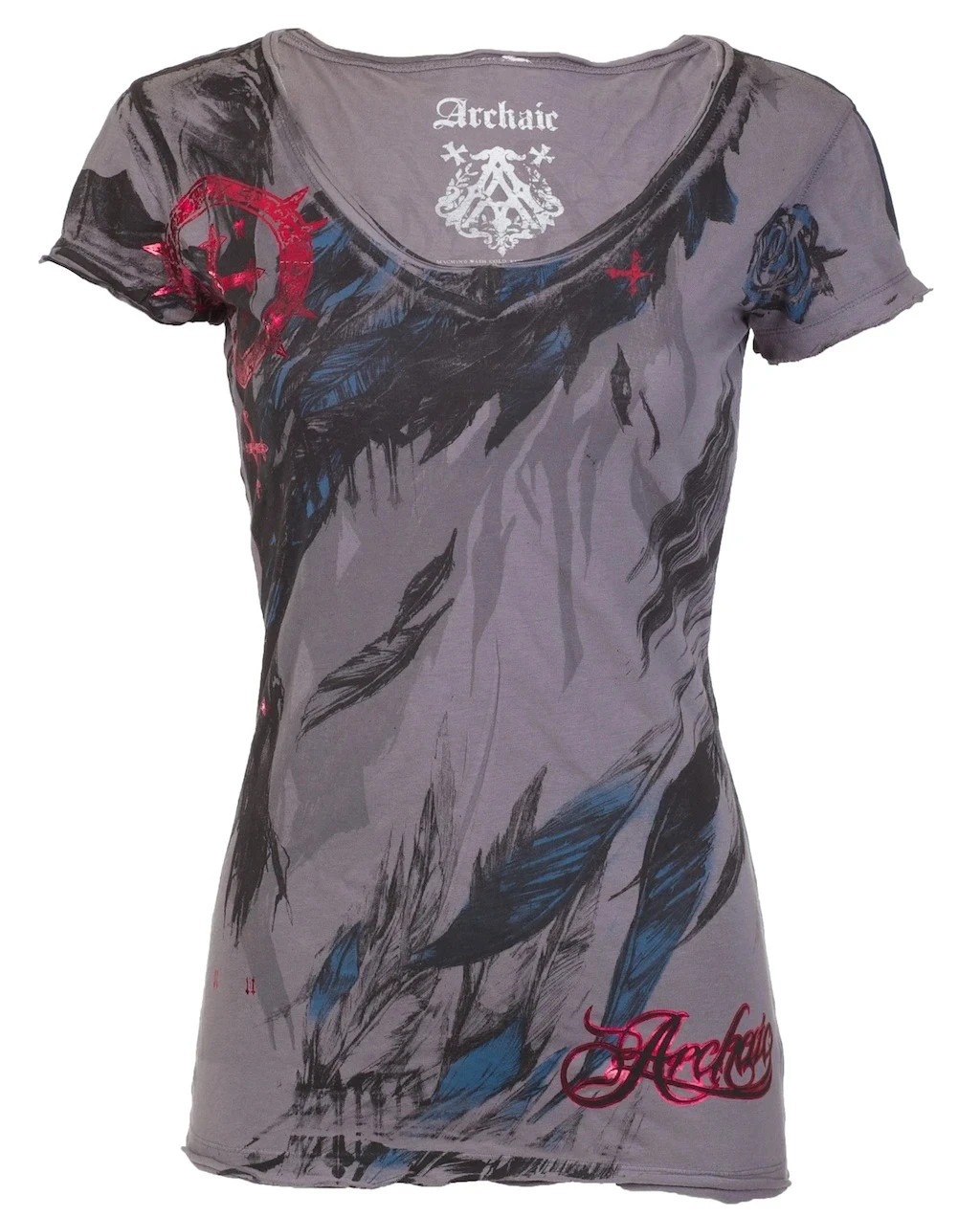 Archaic Affliction Women’s T-Shirt Short Sleeve SECOND LOVE Tattoo Wings Biker