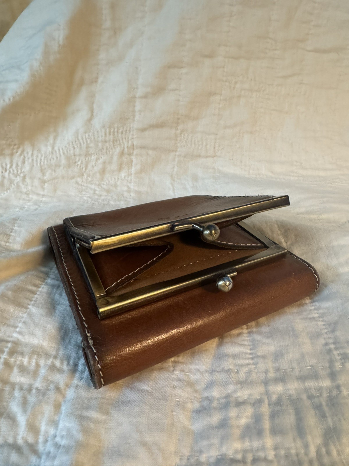 Patricia Nash Brown Leather Snap Wallet, Credit Cards, Bills And Coins