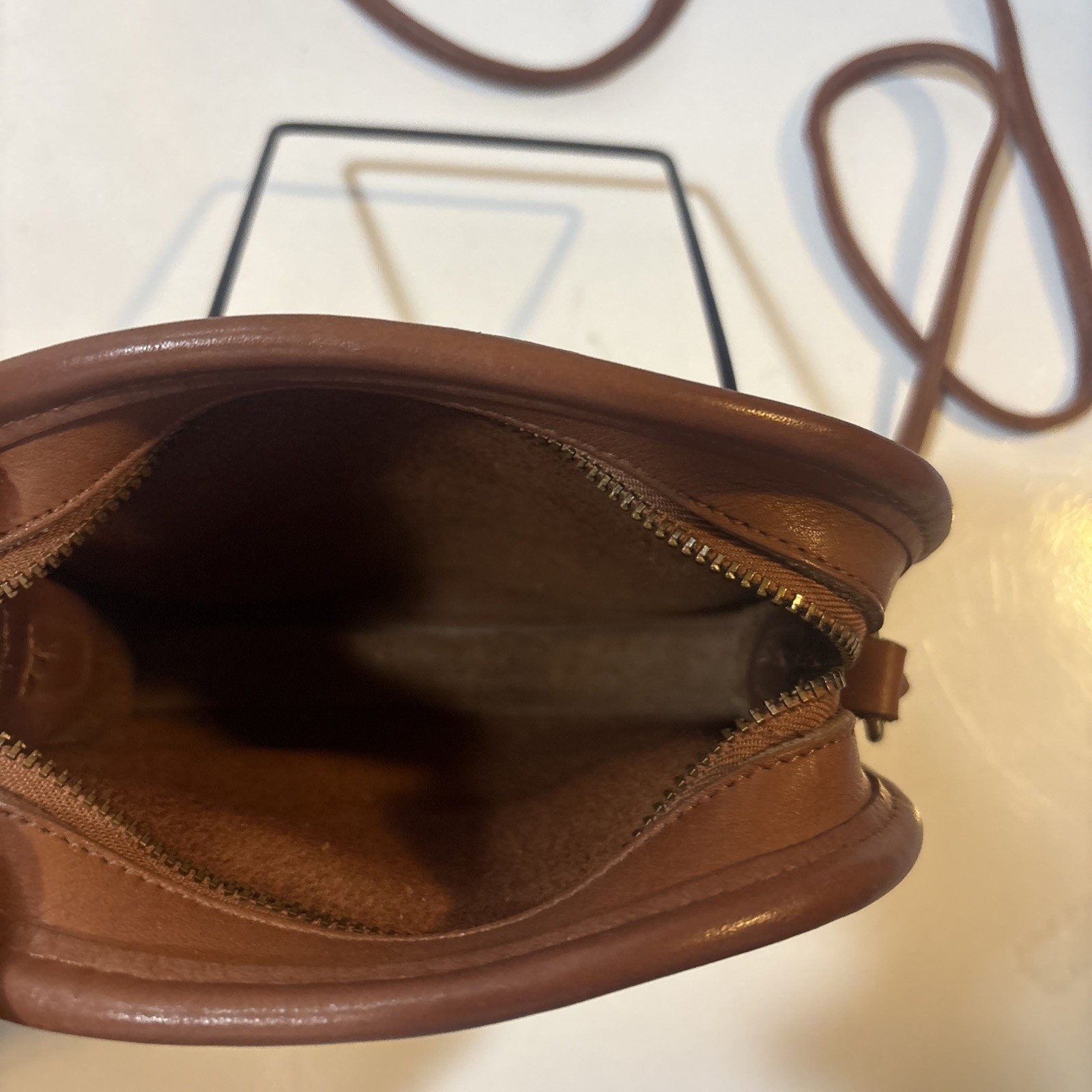 Vintage Coach Abbie Leather Crossbody Bag Glove British Tan Retro 6×6.5in
