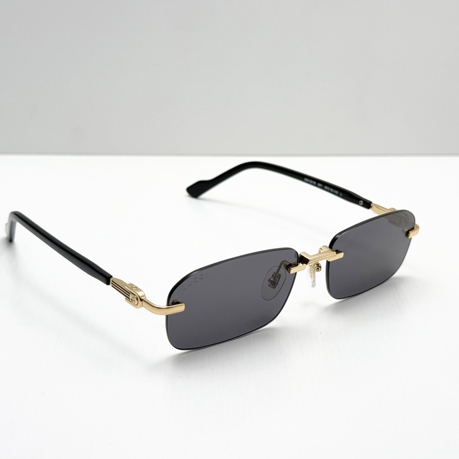 GUCCI GG1221S 001 Rimless Sunglasses Gold Black Gray Lens 56-16-140