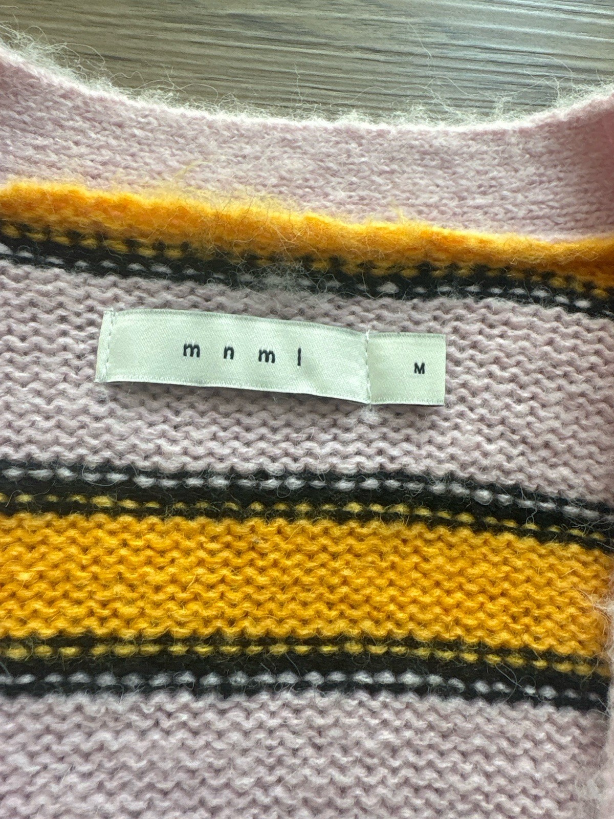 mnml Striped V-Neck Button Front Knit Cardigan