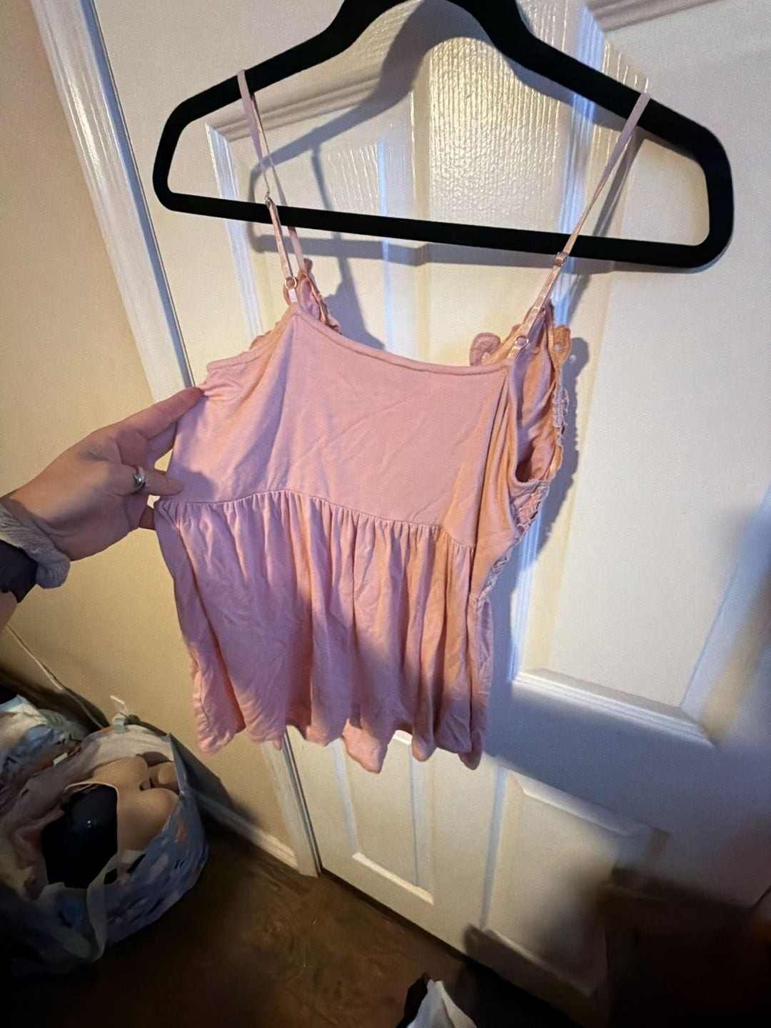 Blue B Collection Pink Crochet Lace Bodice Cami Top