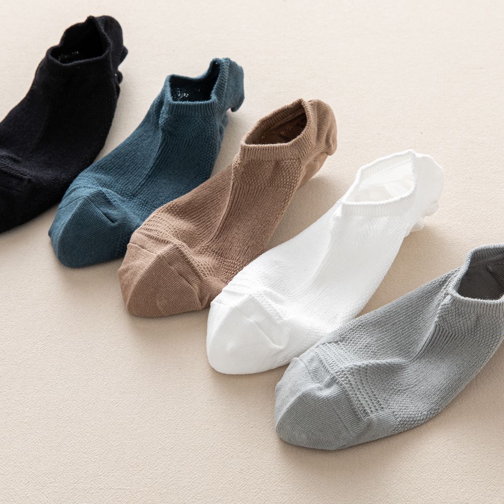 5 Pairs Men Cotton Short Tube Low Cut Boat Socks Breathable Thin Stretch Socks