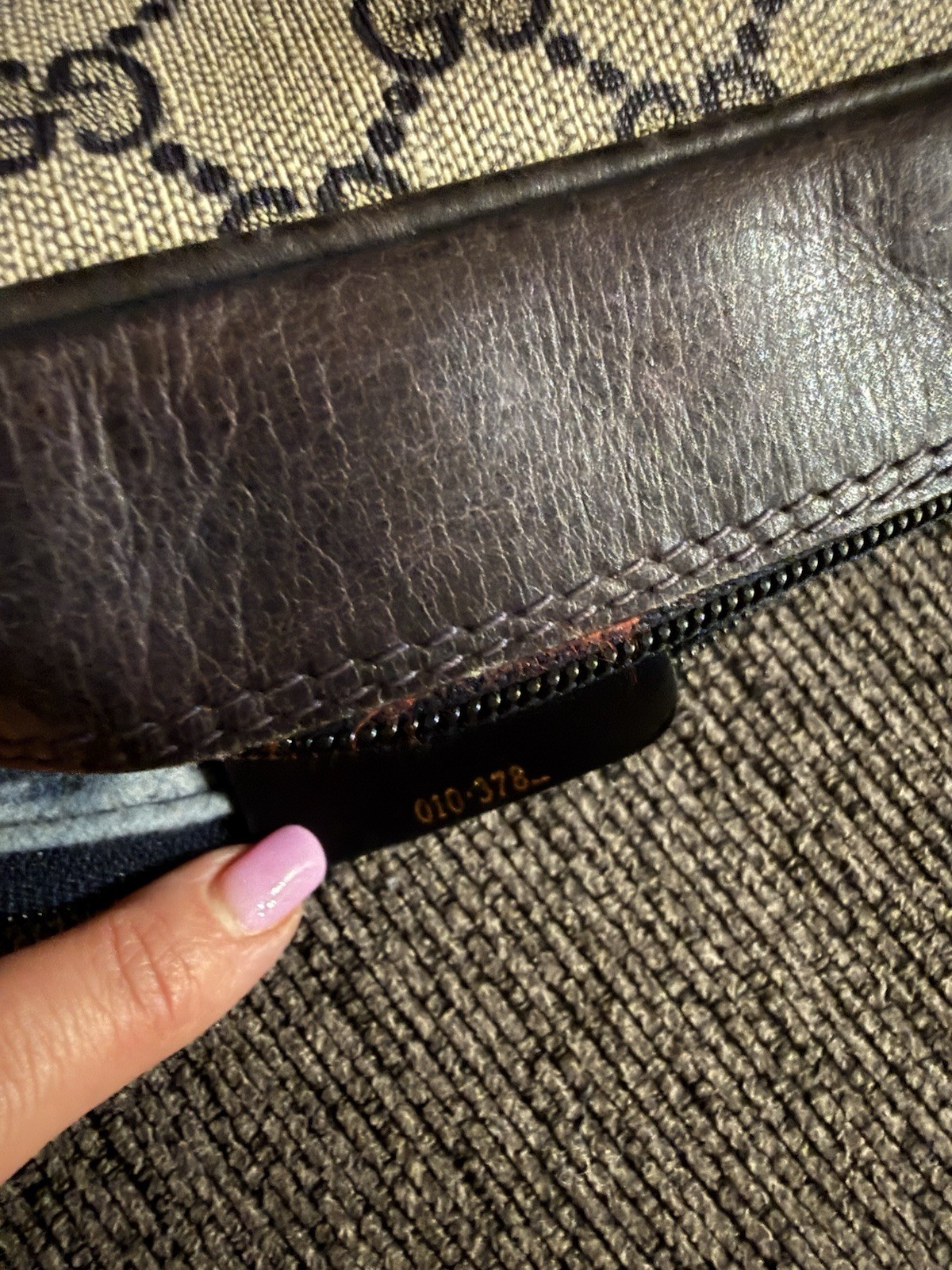 Authentic GUCCI Ophidia Navy Monogram Canvas Crossbody Bag.