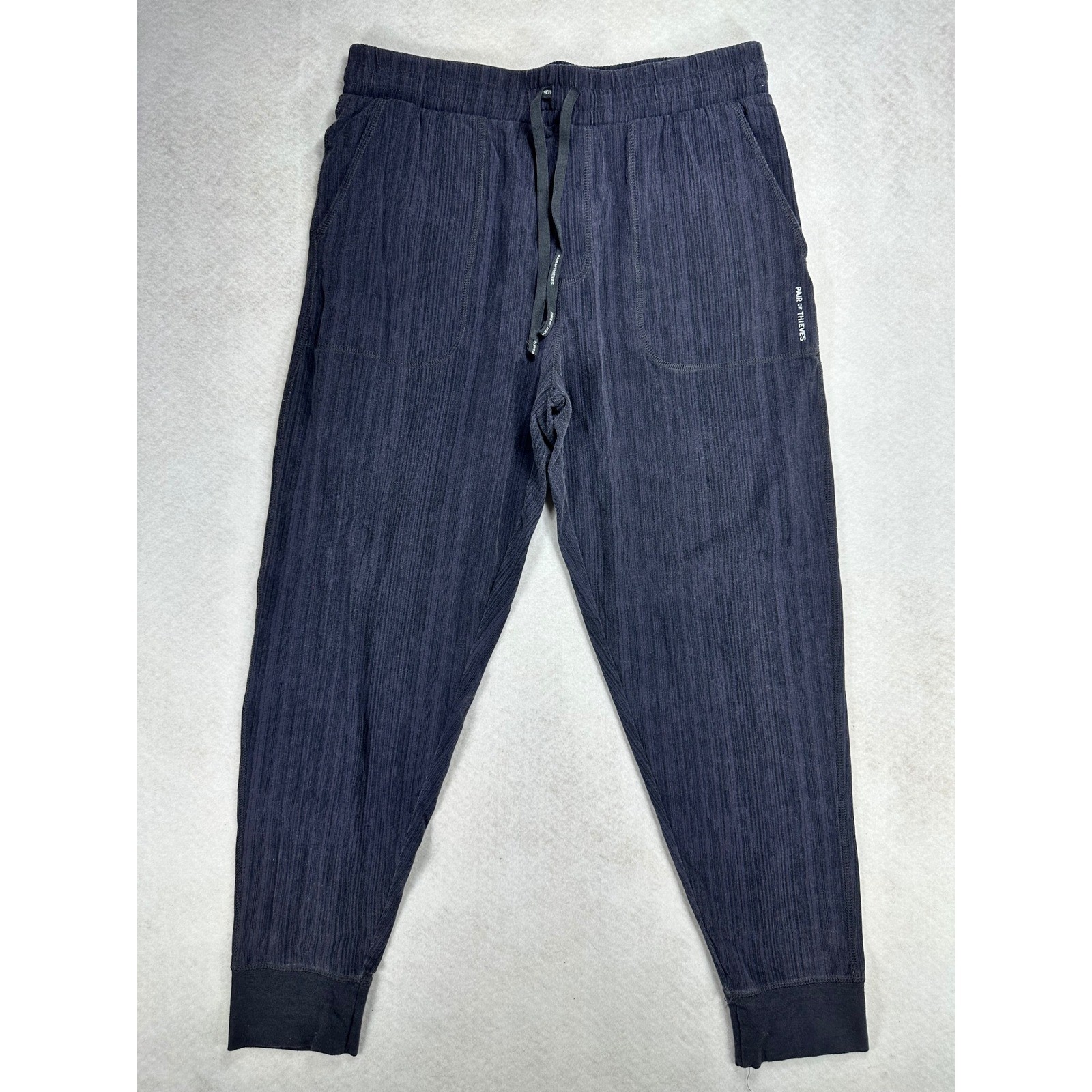 Pair of Thieves Mens Navy Blue Textured Joggers Lounge Pants Medium Drawstring
