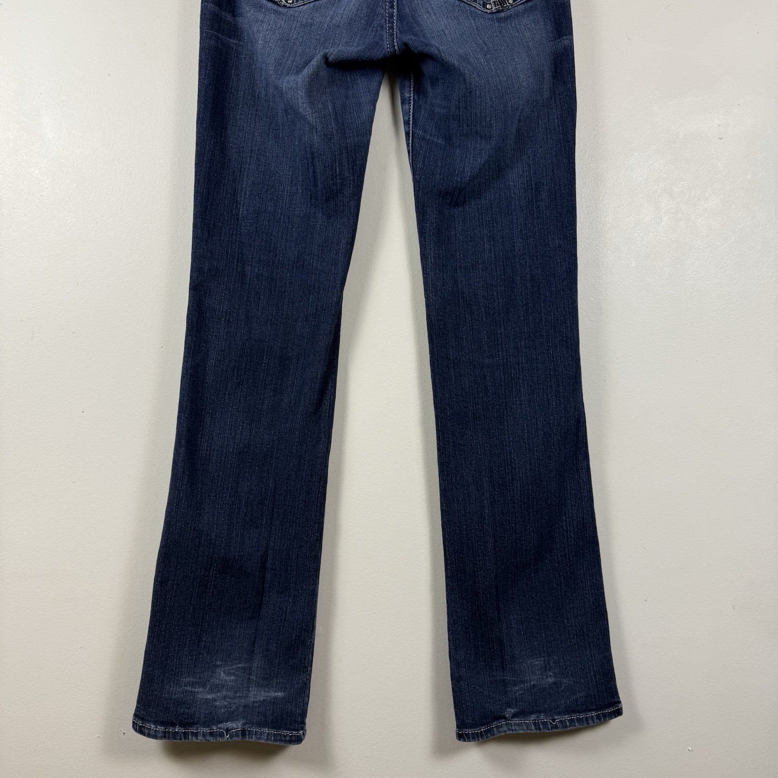 Wrangler Rock 47 Low Rise Bootcut Jeans SZ 7×34 Western Embellished Distressed