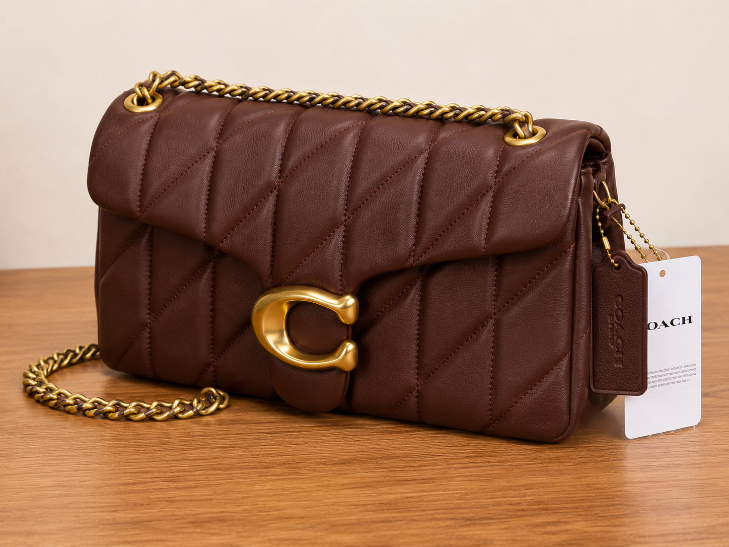 COACH Tabby 26 Quilted Leather Shoulder Bag Brown Crossbody Purse CP149 NEW