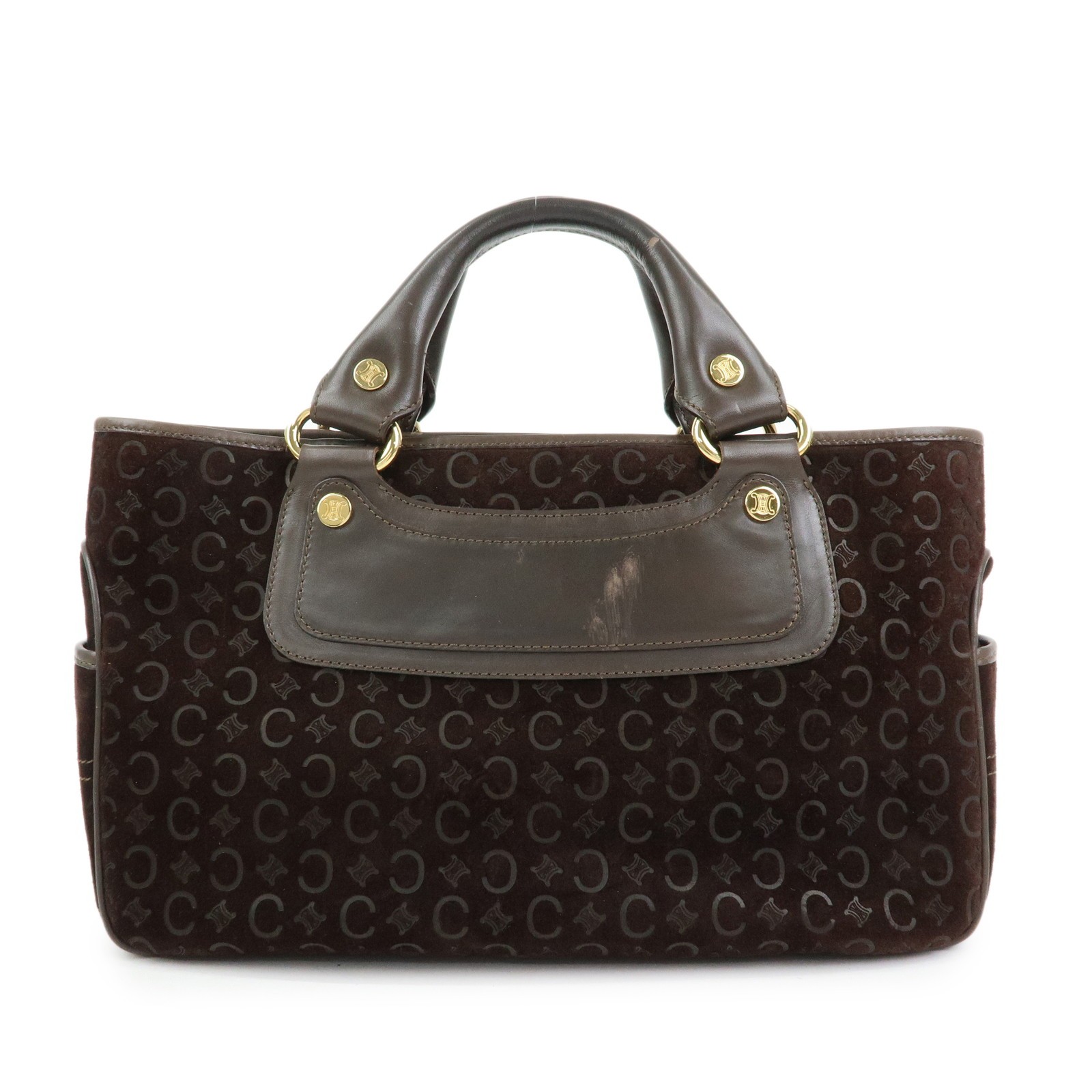 CELINE C Macadam Suede Leather Boogie Bag Hand Bag Brown Authentic Used F/S
