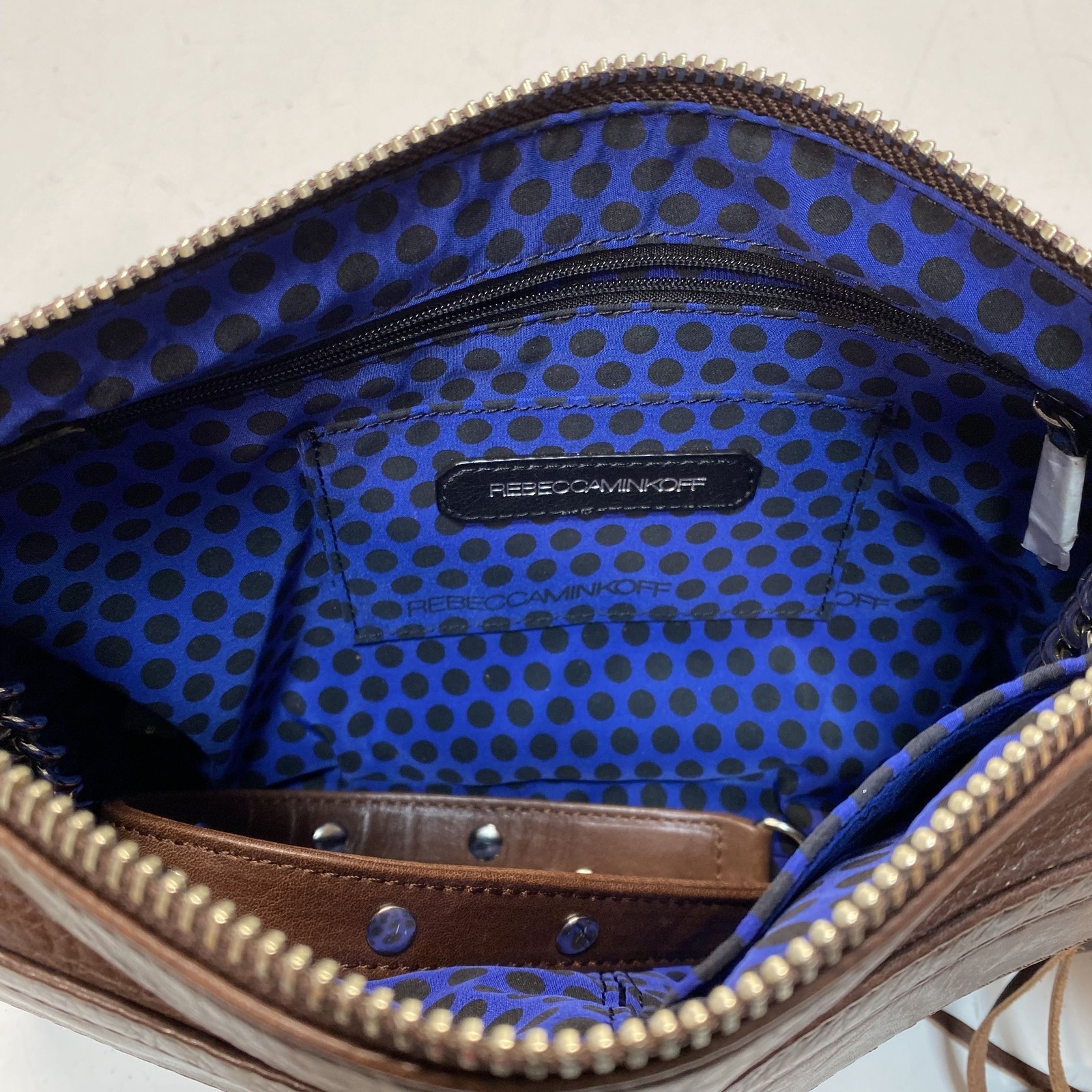 Rebecca Minkoff Brown Leather MAC Crossbody Bag Silver Hardware