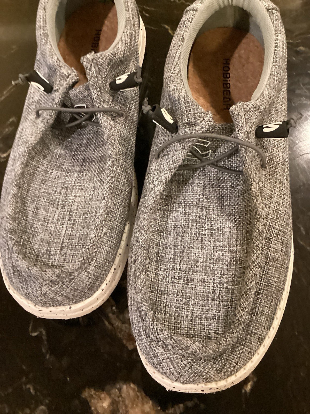 HOBIBEAR Wide Toe Barefoot Shoes Slip-on Gray Knitted Fabric Upper Mens Sz 12