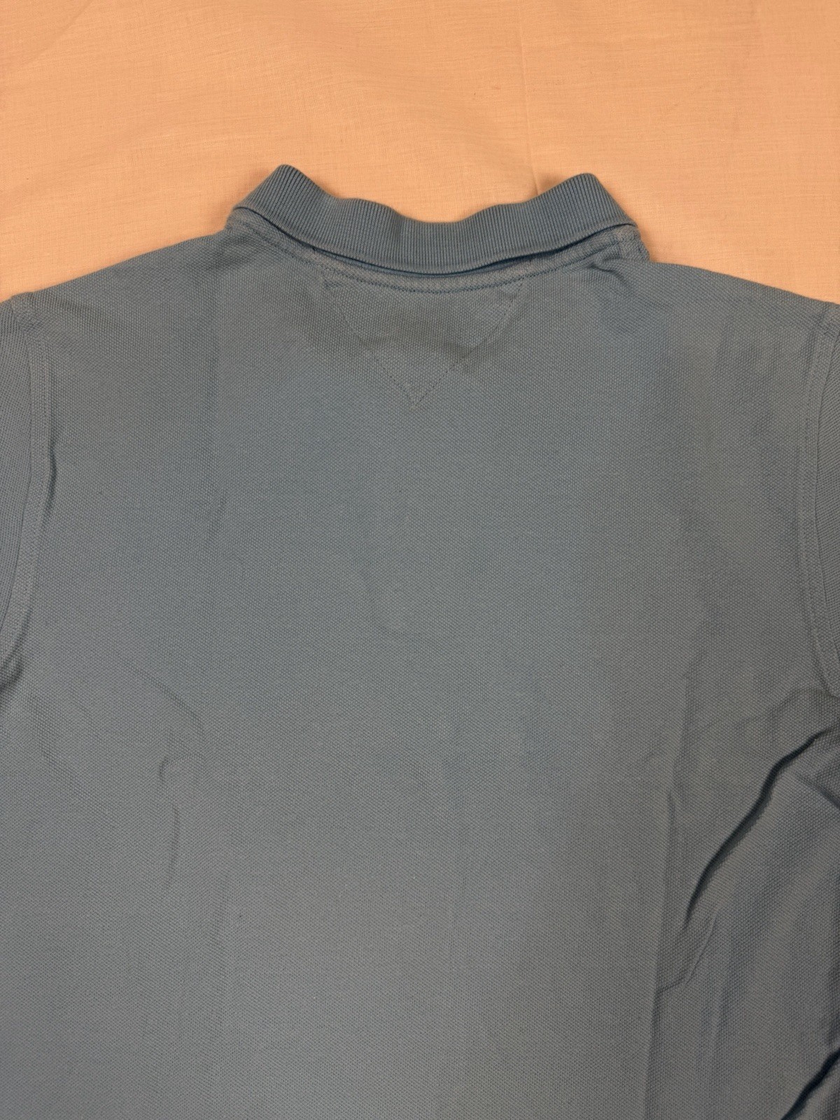 Tommy Hilfiger Youth L/G Blue Solid Short Sleeve Button Polo Cotton Knit