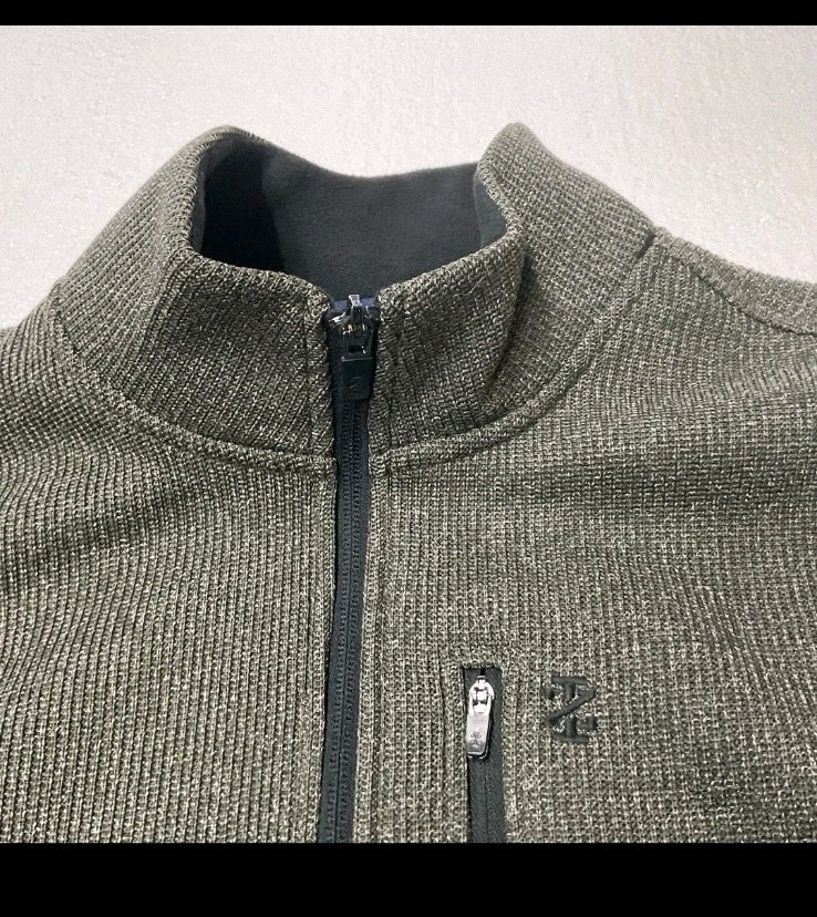Izod Perform Jacket Mens XL Gray Black Full Zip Thermal Fleece Outdoor Athletic