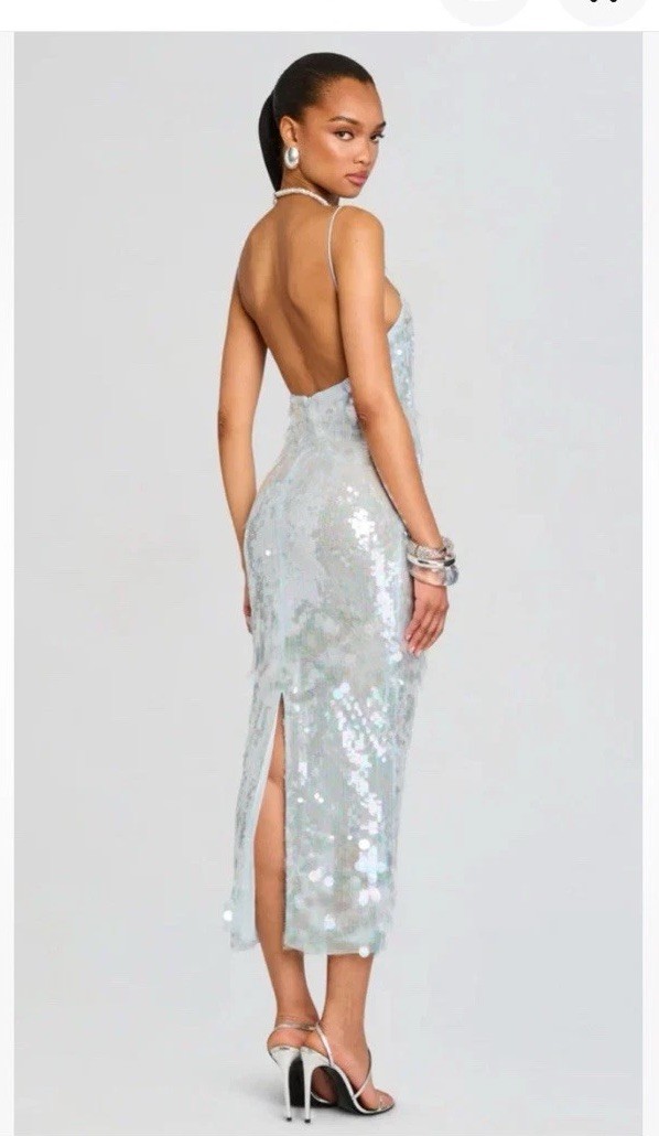 Retrofete Alana ice blue Mid Sequin Dress Women’s Size L (large)