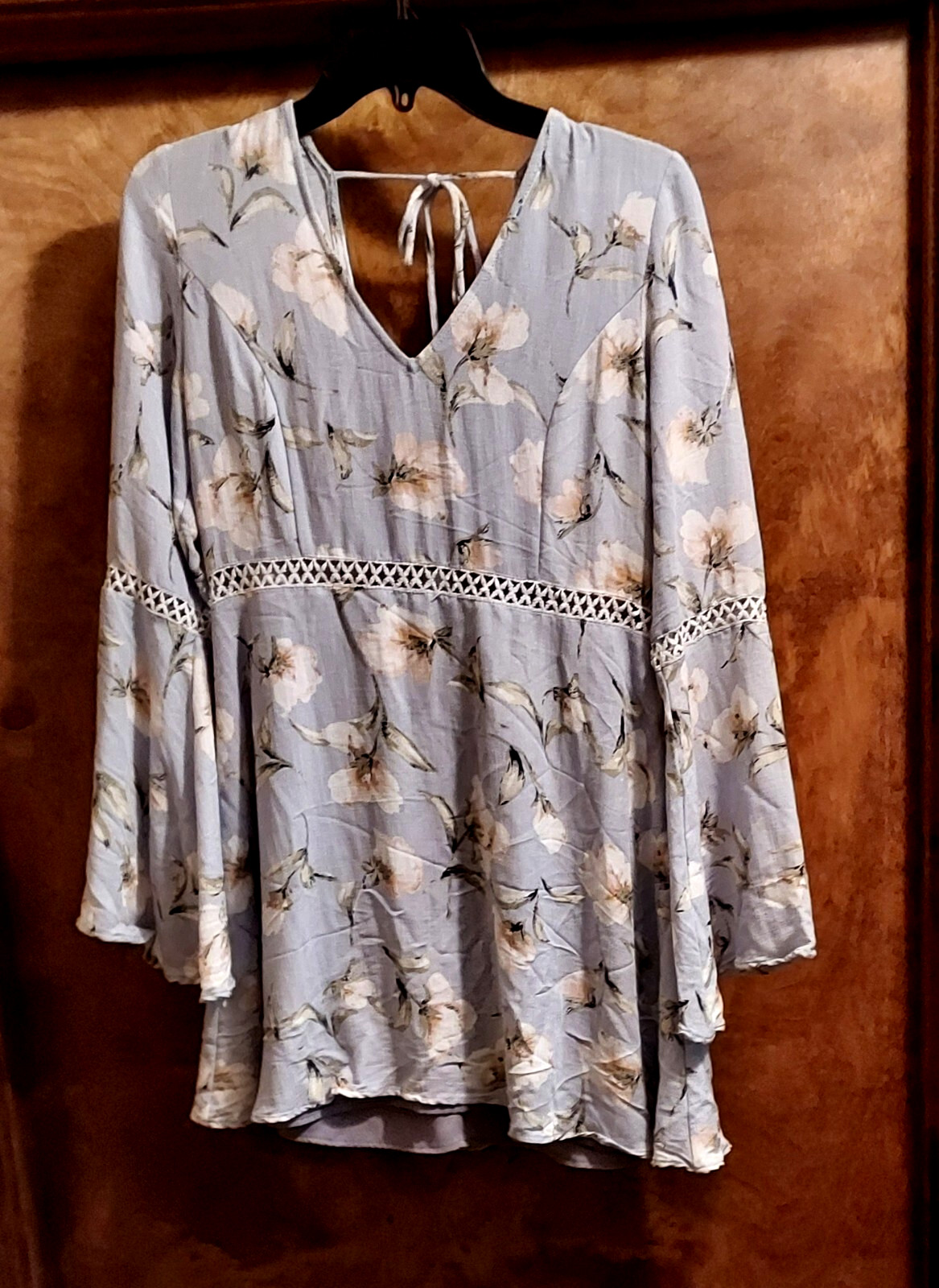 Ty Alexander’s V-Neck V-Back Tie Neck Dress, Sz M, Lined Skirt Cotton Blend 5051