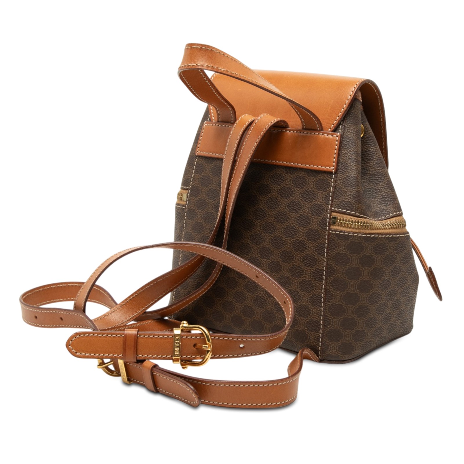Celine Macadam Coated Canvas Backpack Pre-Loved Brown