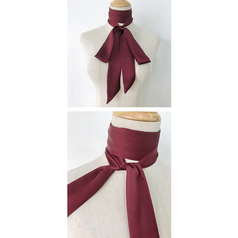 5x200cm Satin Silk Narrow Scarf Neckerchief Solid Neck Scarves Long Silk Thin