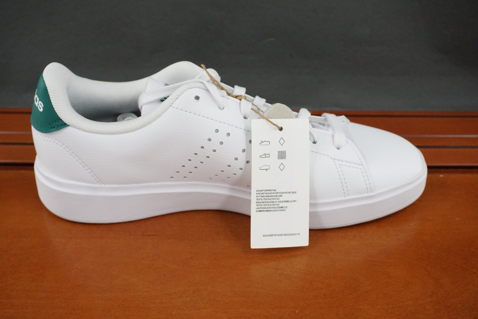 Adidas Advantage 2.0 Shoes Mens Size 7 White Green Tennis Lace Up Cloudfoam