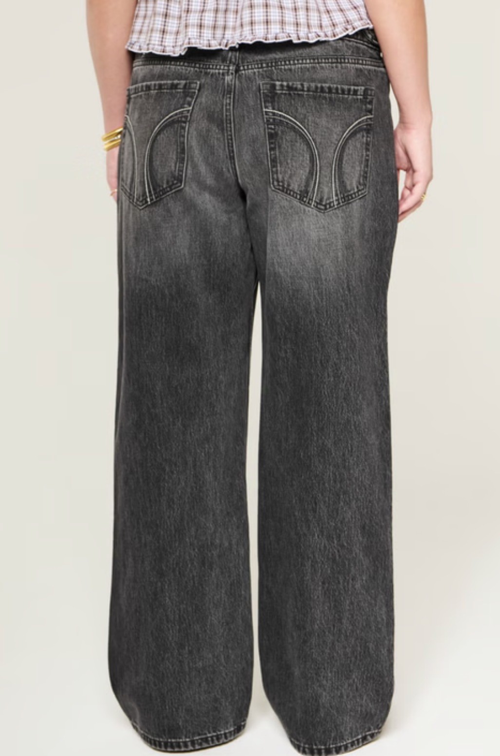 NWT 2 26r Hollister Adjustable Waist Low Rise Washed Black Baggy Denim Jeans