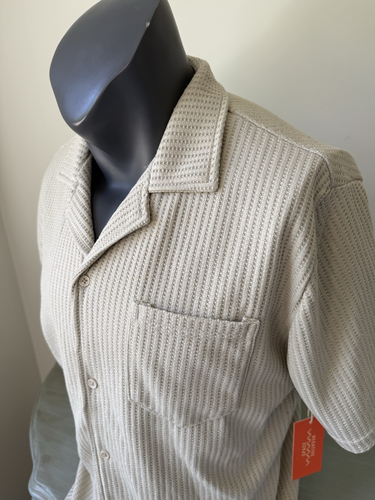 Negative Space XL Cabana Knit Camp Collar Shirt Textured NWT Euro Summer Beach