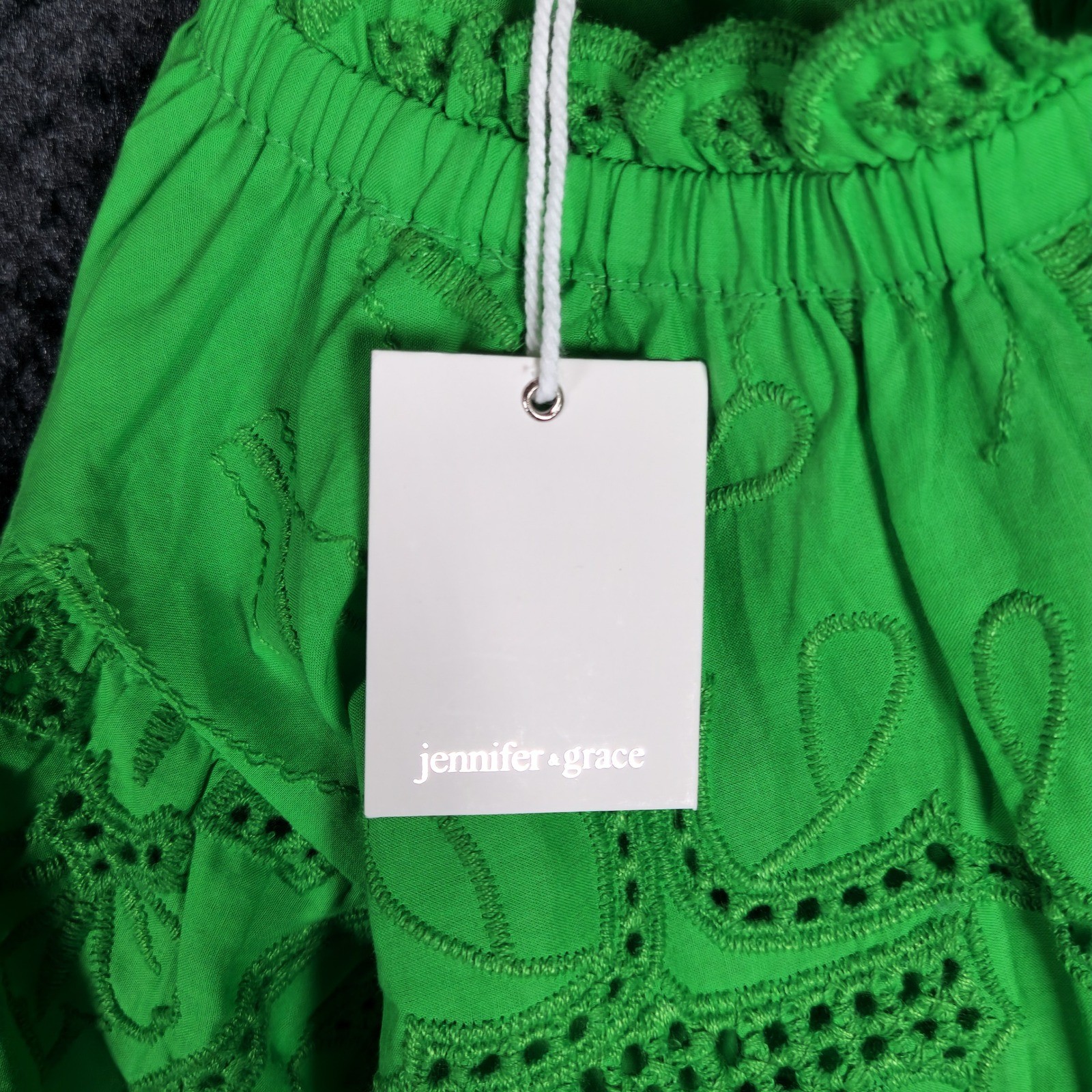 Jennifer & Grace Parisian Eyelet Lace Flutter Sleeve Cotton Blouse CT2606M L NEW