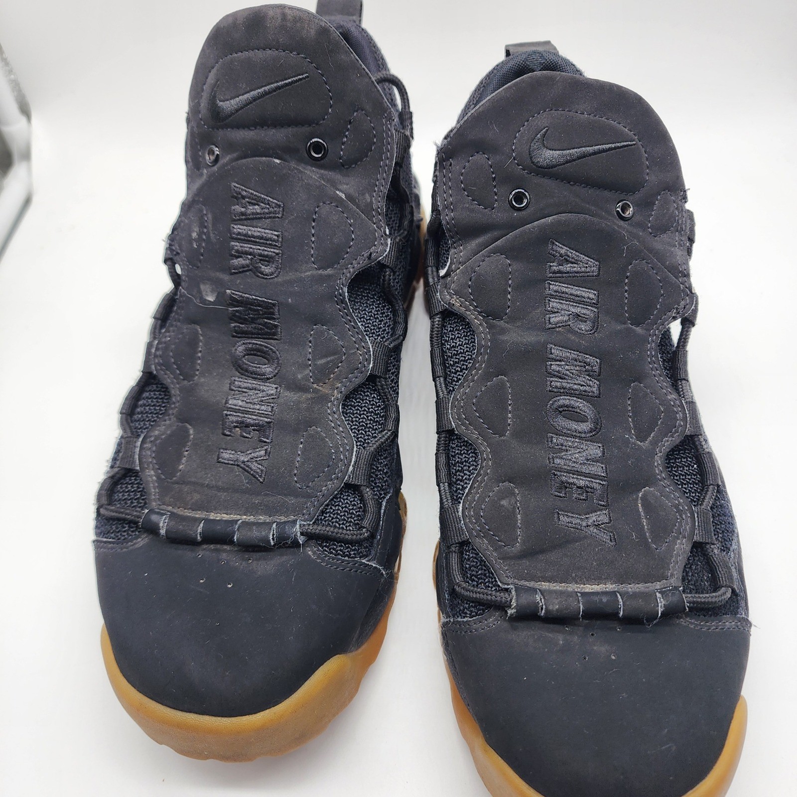 Nike Air More Money Basketball Sneakers 10 Black Gum Light Brown AJ2998-004