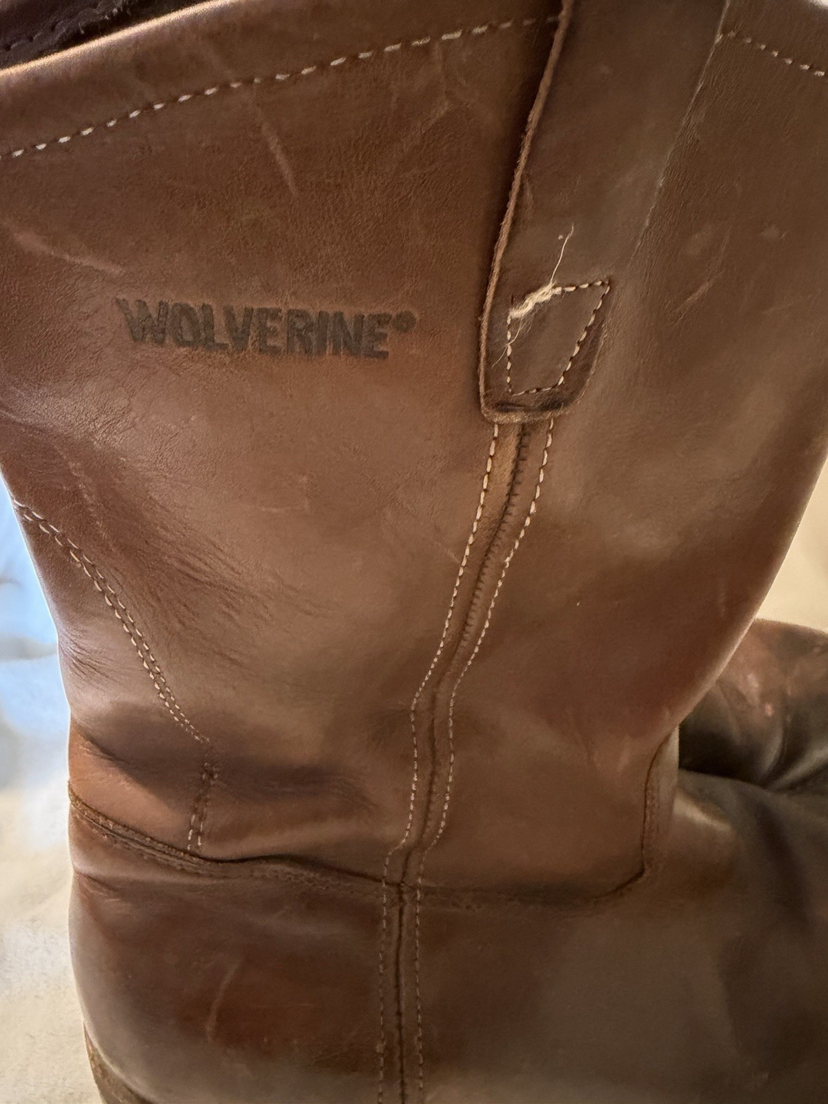 Wolverine Mens Slip & Oil Resistant Brown Leather Work Boots Size 12