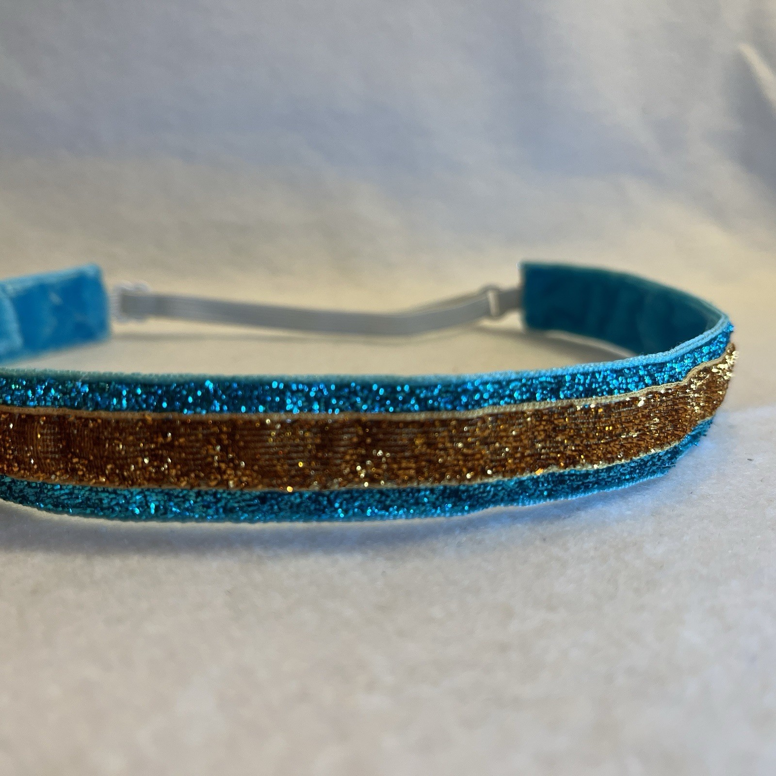 AQUA ORANGE GLITTER Headband no slip adjustable Life of a Showgirl Turquoise
