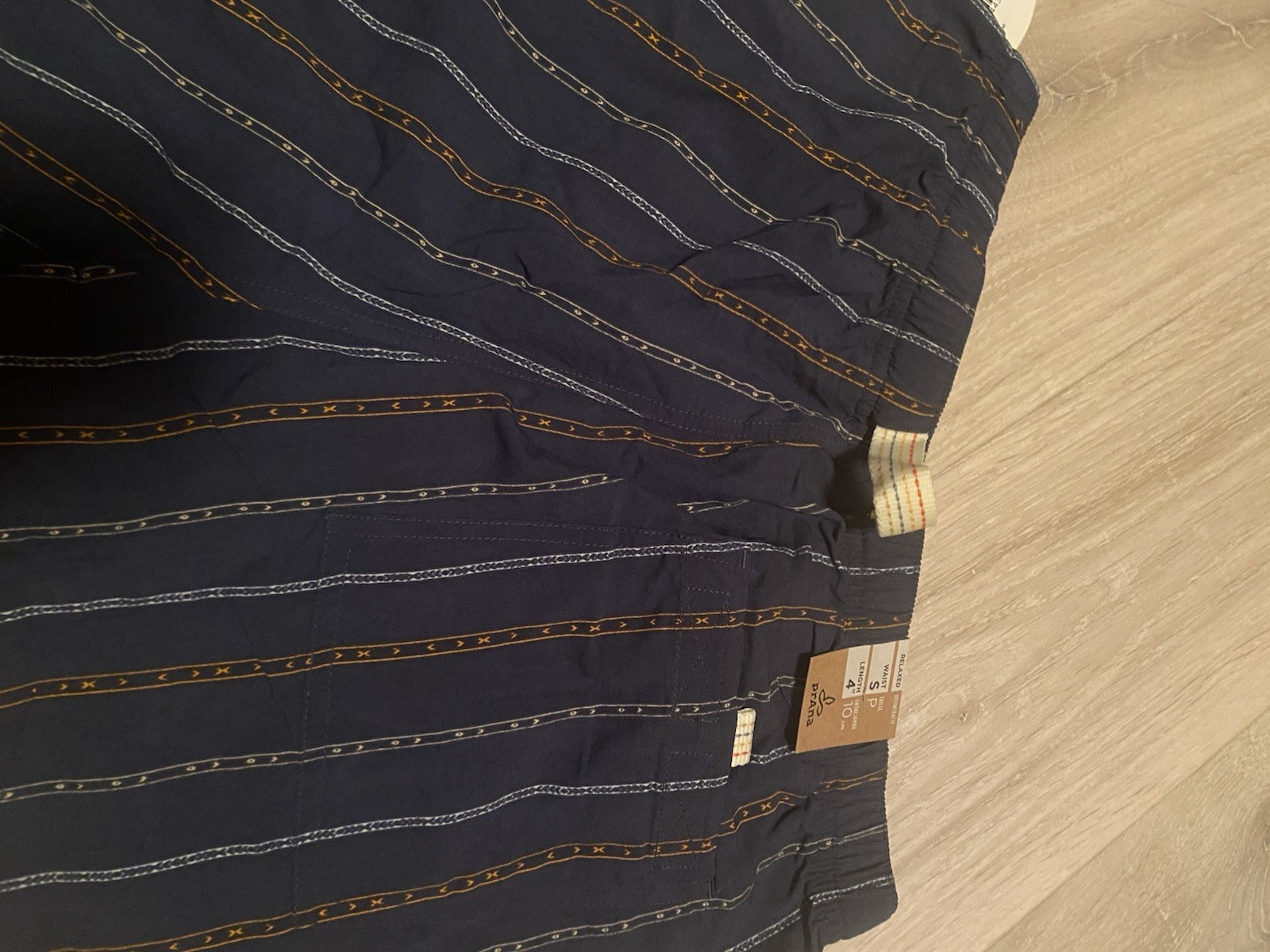 NWT Prana Indio Heritage Short Men’s Small Stormy Night Blue Striped 4in Inseam