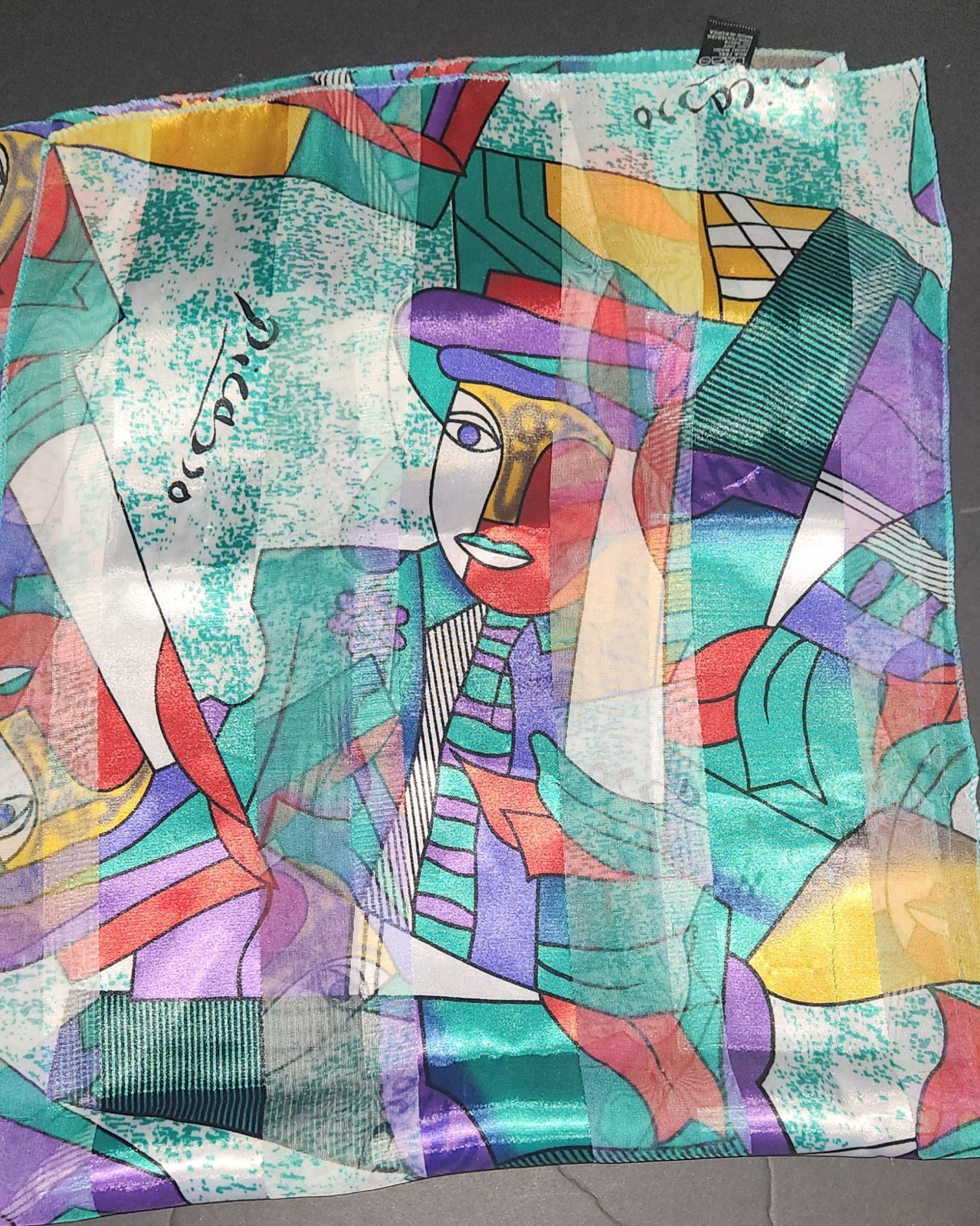 Green Picasso Abstract Artistic Trendy Retro Scarf – Size 59in X 13.5in