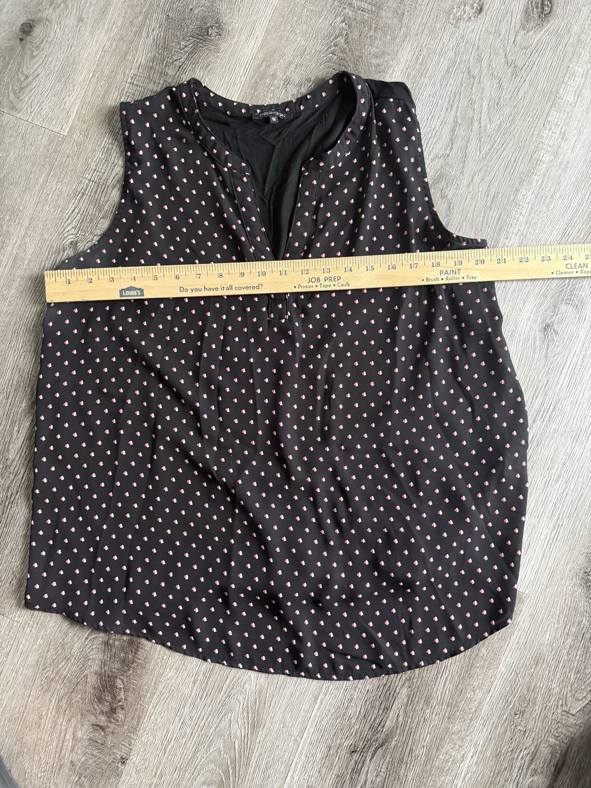 Women’s Black Pink White Polka Dot V-Neck Sleeveless Top Size 1X – A0043