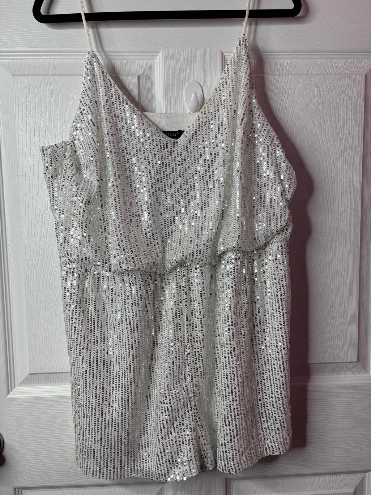 Double Crazy Silver Sequin Embellished Sz 2xl Romper C75
