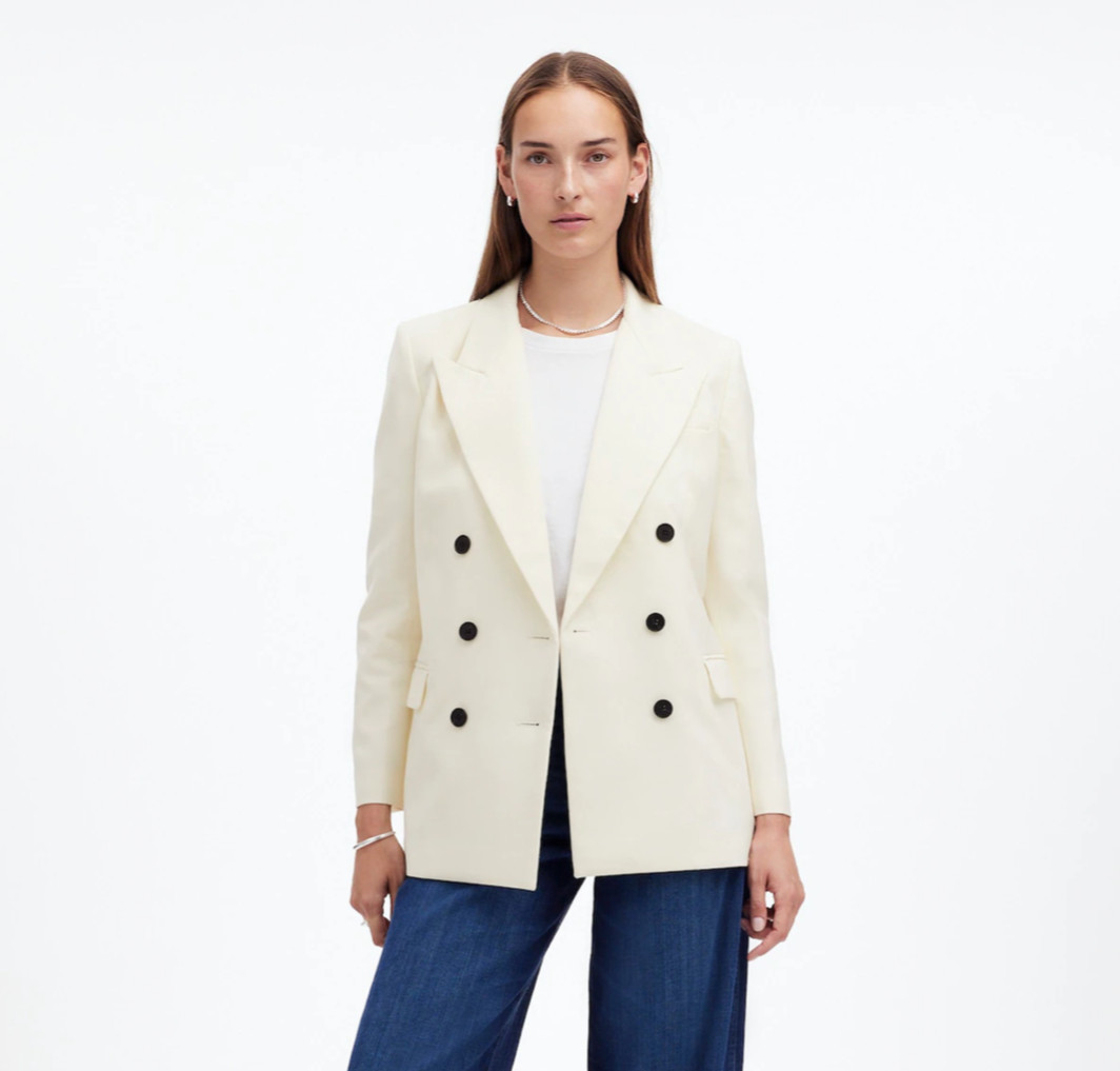 New MADEWELL Size 00 Tuxedo Blazer in Winter White NT118