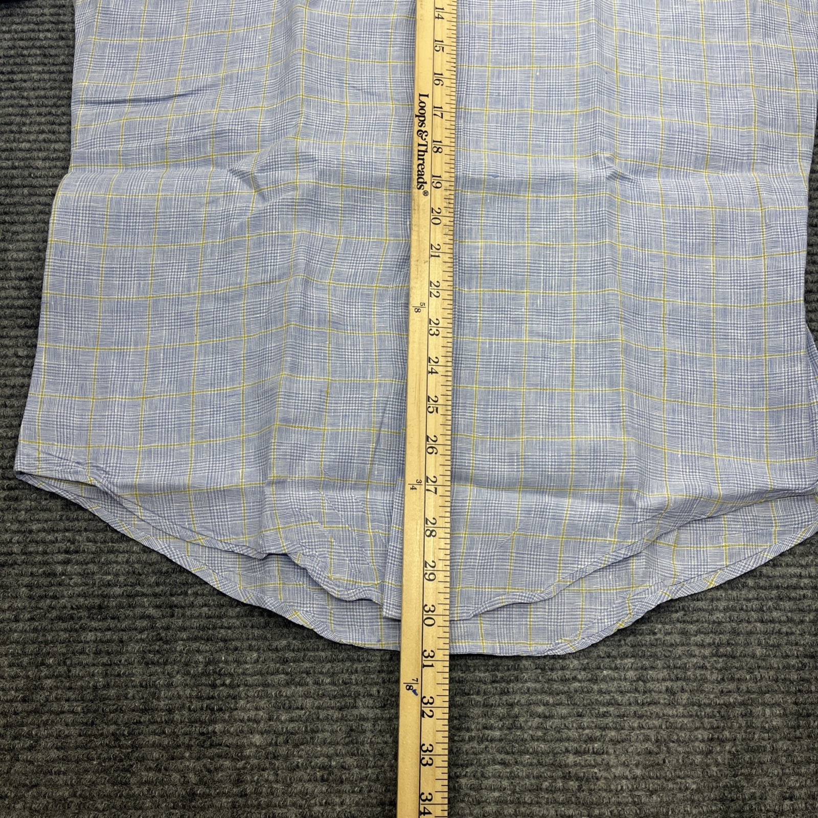 Lands End Baird McNutt Irish Linen Button Up Shirt M Mens Tailored Fit 15 – 15.5