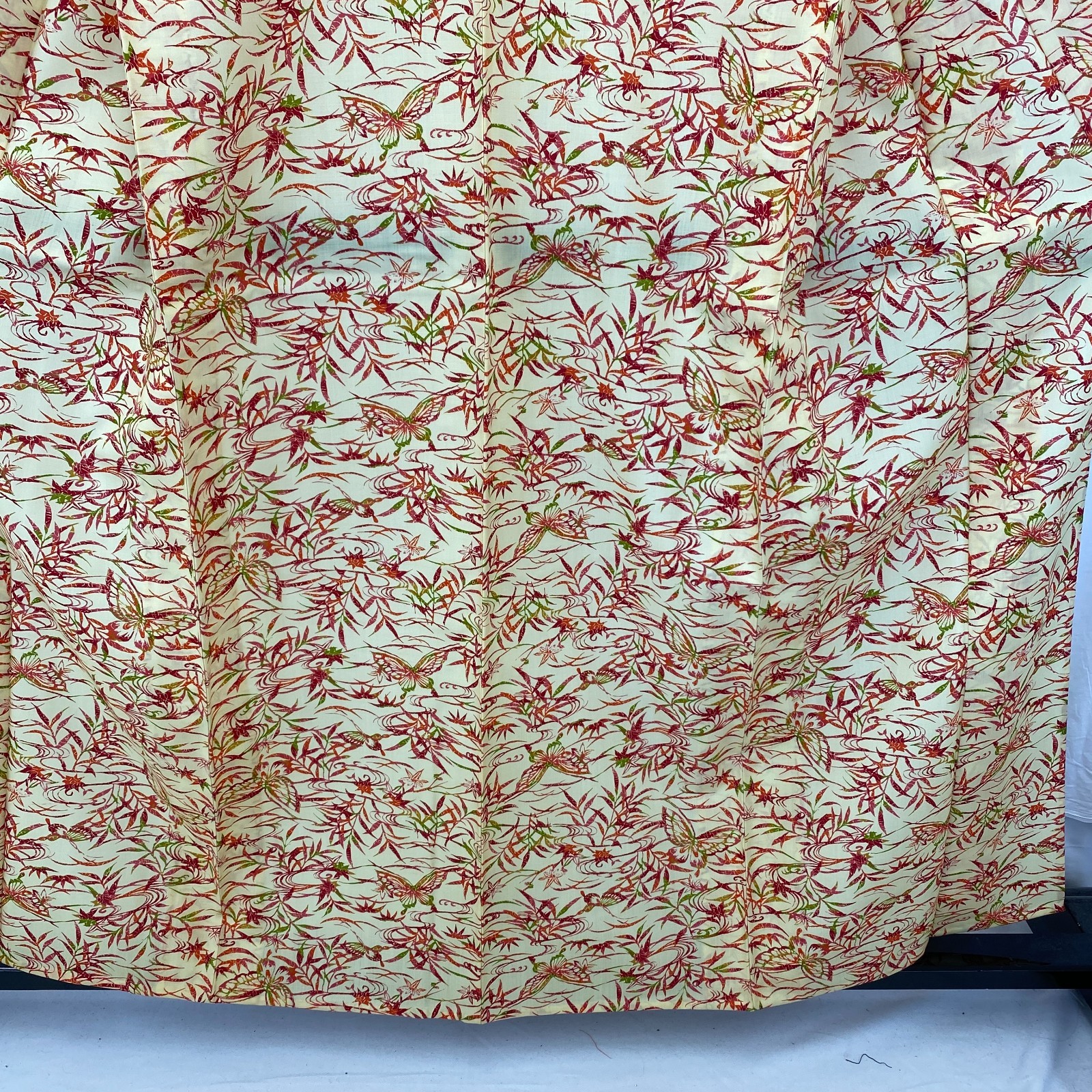 Japanese Vintage Kimono Polyester yellow No Lining Komon Traditional Length 61in