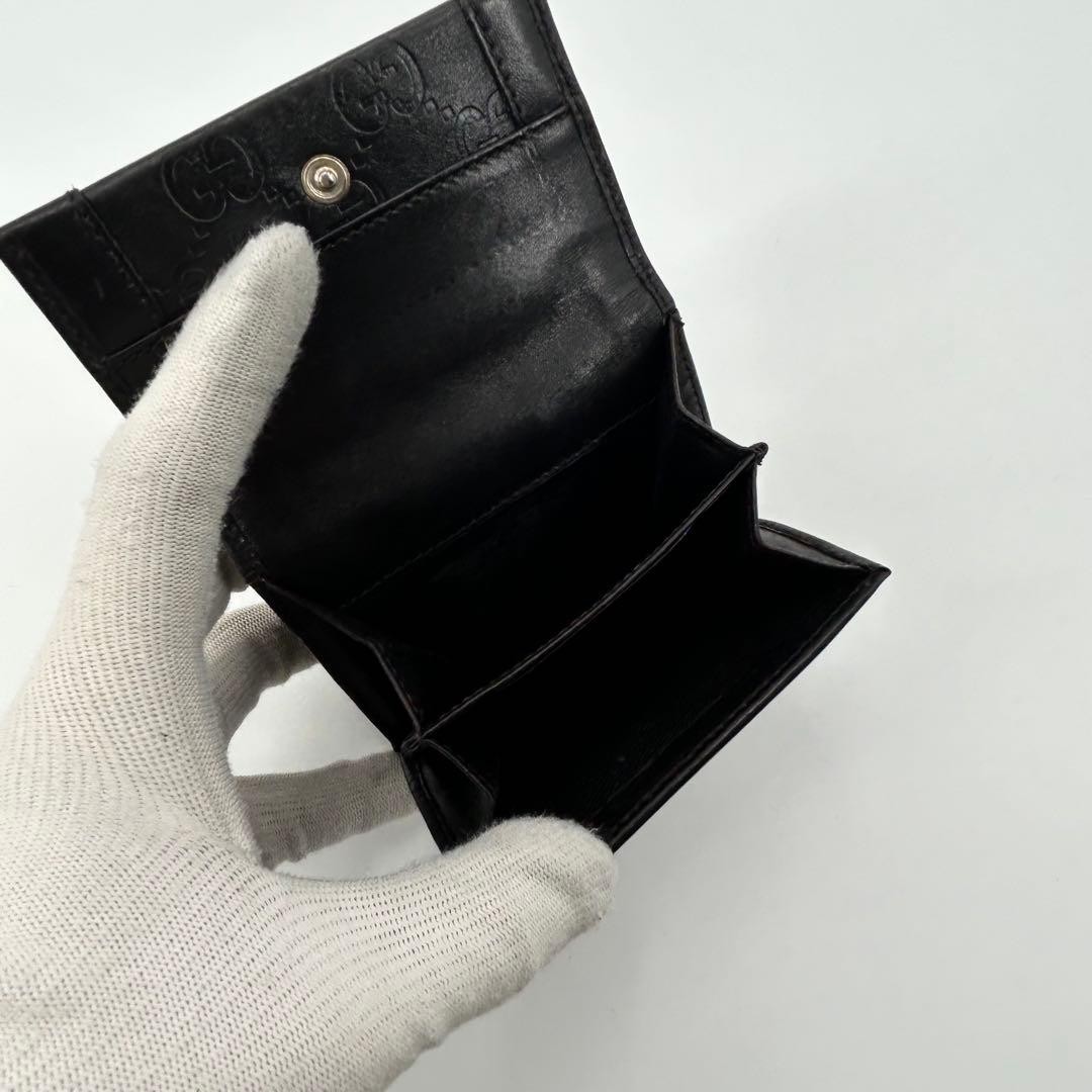 Excellent condition GUCCI Folding Wallet Horsebit Plate Shima Leather Black