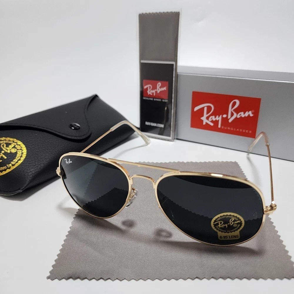 Brand New！ Ray-Ban RB3025 Aviator Sunglasses Gold Frame Glass Lens 58 mm~