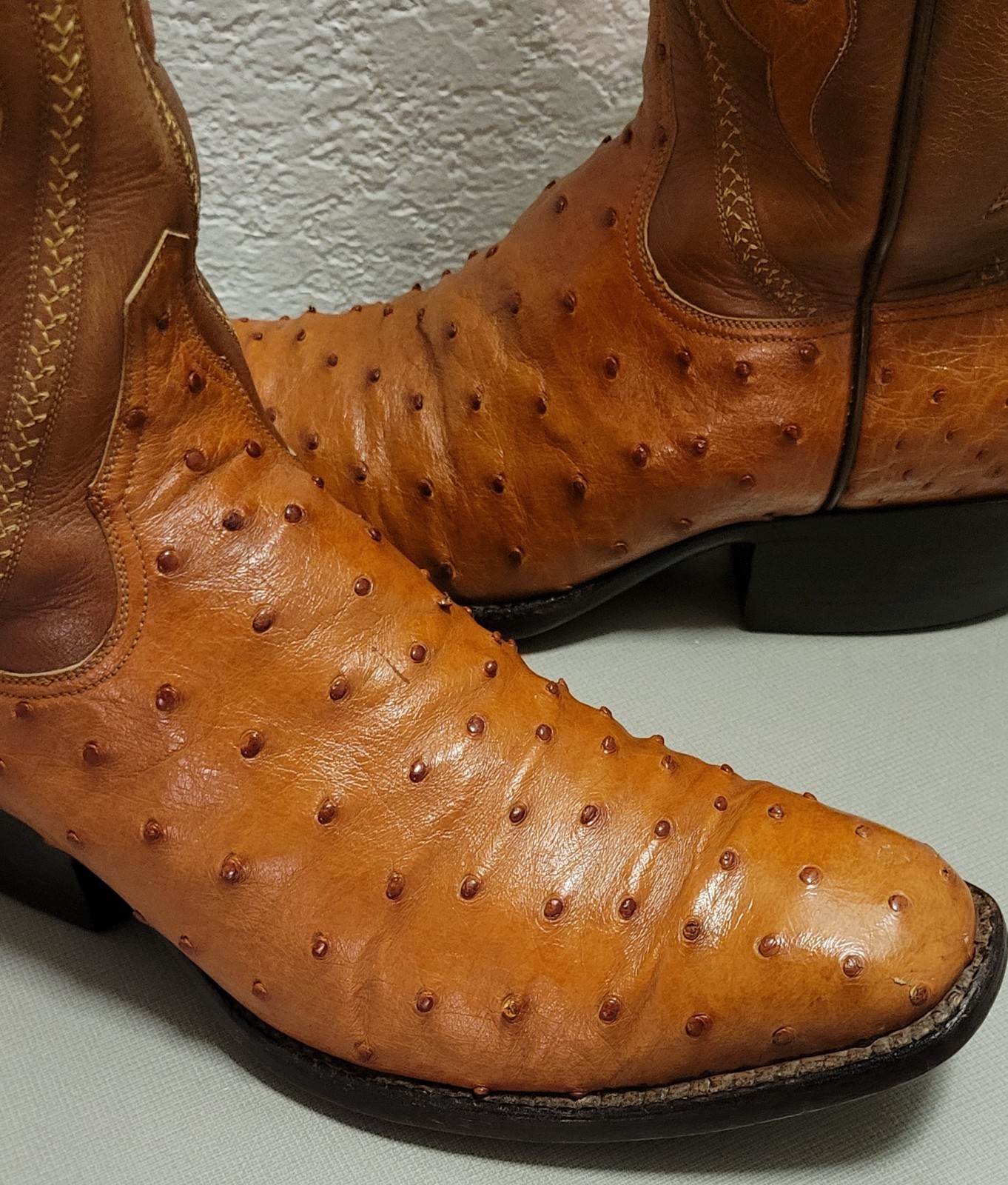 ROGERS HANDMADE OSTRICHSKIN WESTERN BOOTS SIZE 8 1/2 D