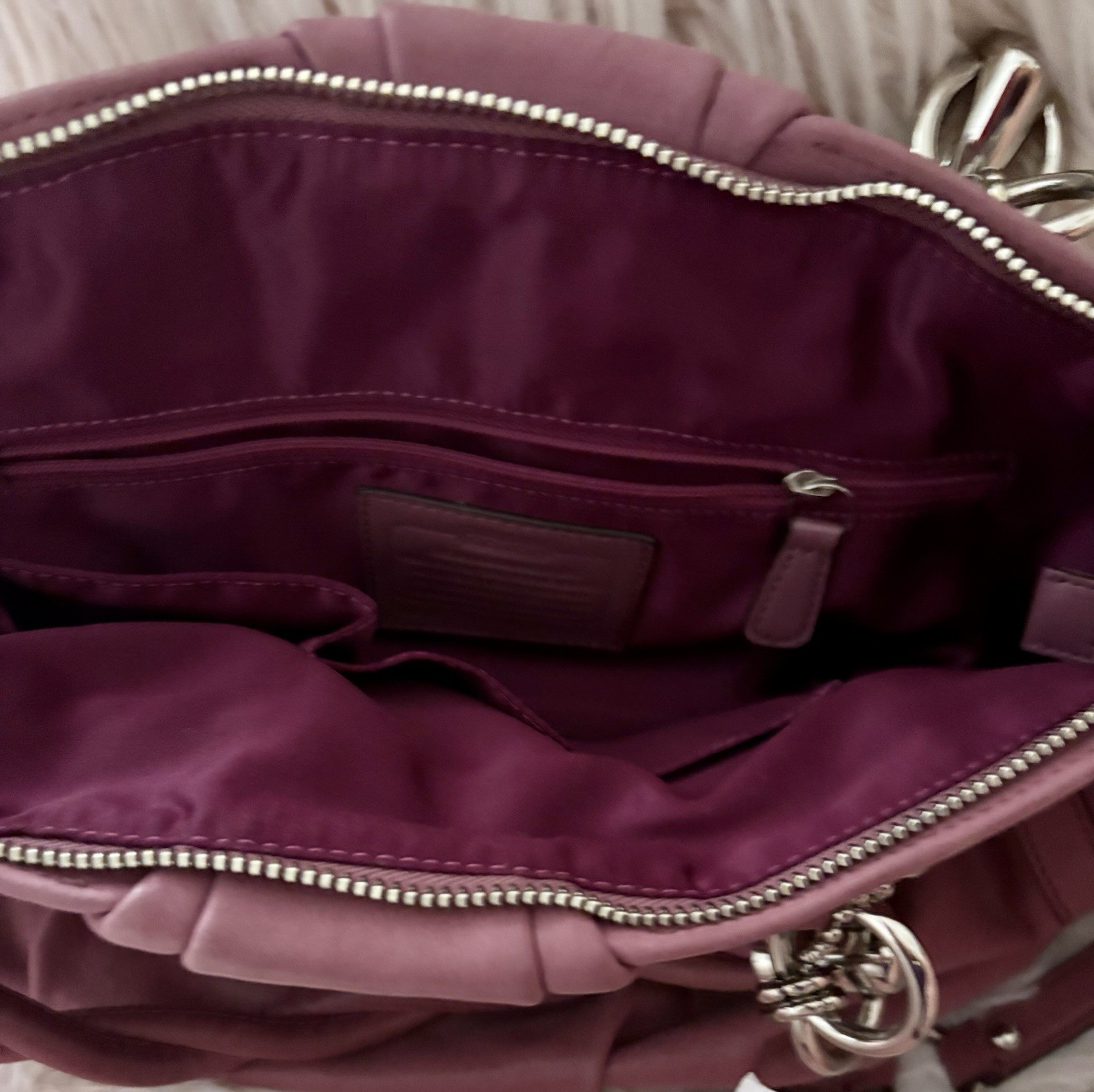Coach Madison Sophia Medium Pink Berry Leather Satchel Handbag $398