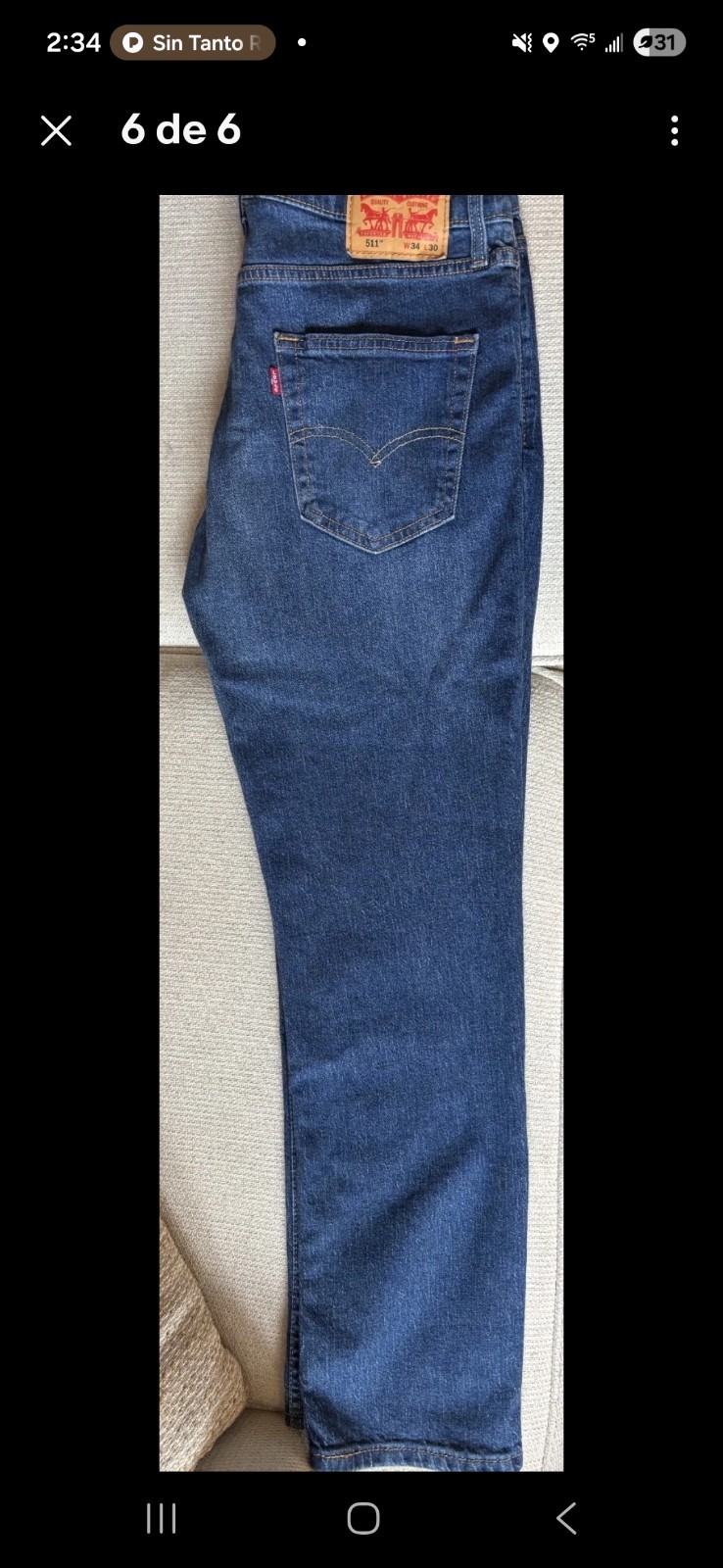 Levis 511 Slim Fit Mens Jeans Blue Medium Wash 30×34 04511-4307